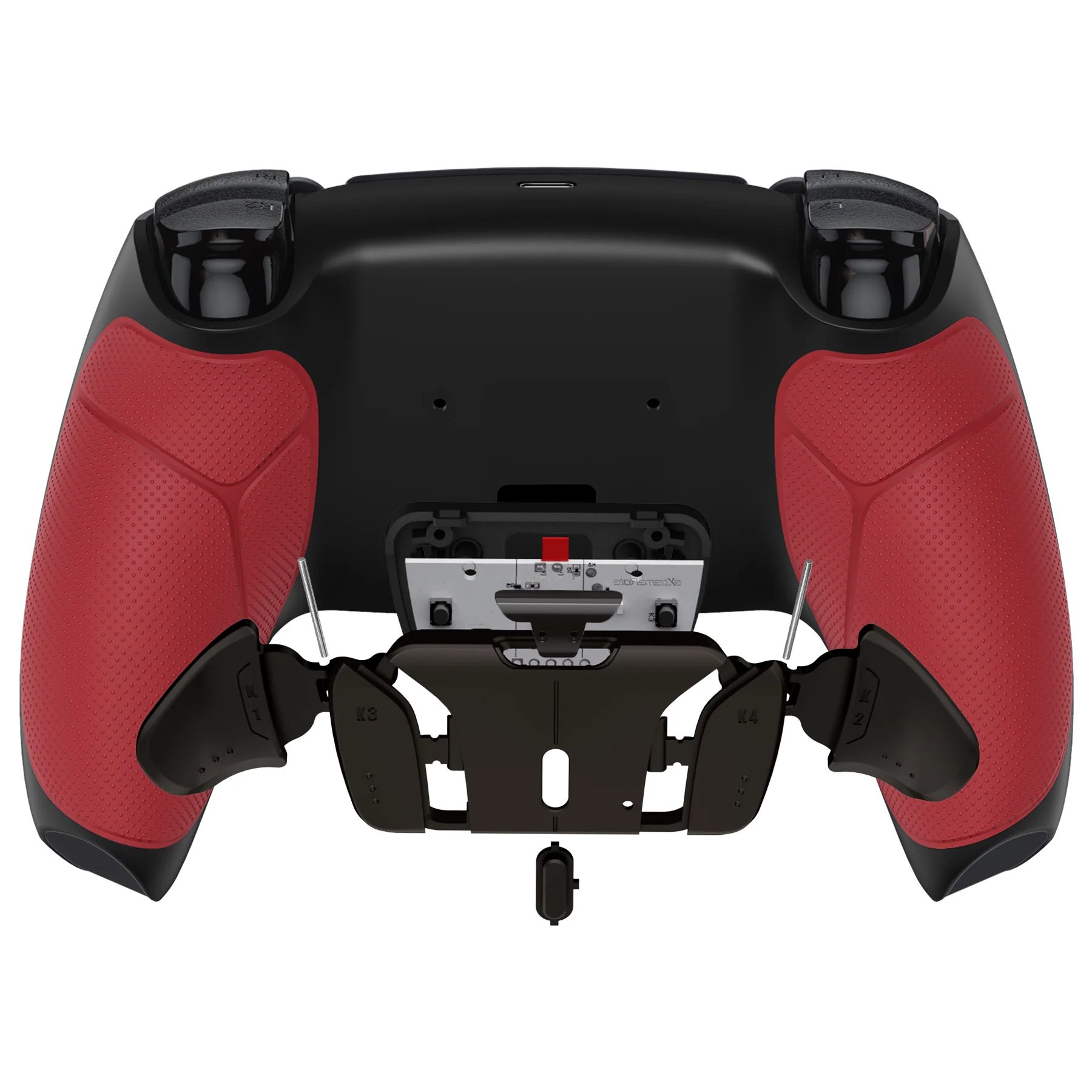 eXtremeRate Black Real Metal Buttons (RMB) Version RISE4 Remap Kit for PS5 Controller BDM-010/020 - Rubberized Red - Image 6