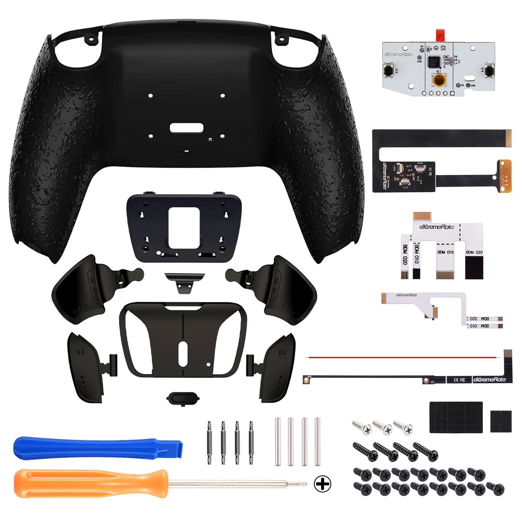 eXtremeRate Black Real Metal Buttons (RMB) Version RISE4 Remap Kit for PS5 Controller BDM-010/020 - Textured Black - Image 2