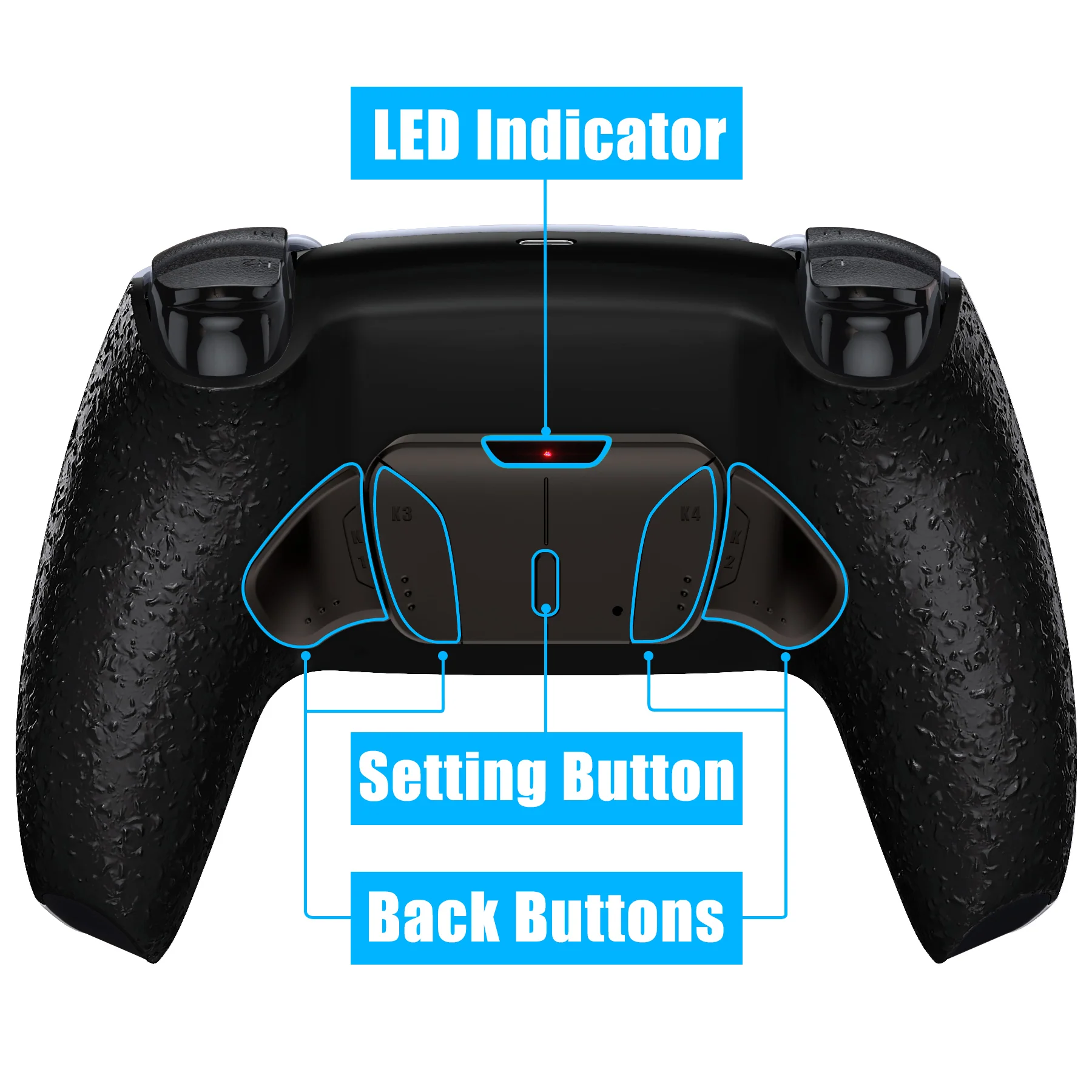 eXtremeRate Black Real Metal Buttons (RMB) Version RISE4 Remap Kit for PS5 Controller BDM-010/020 - Textured Black - Image 4