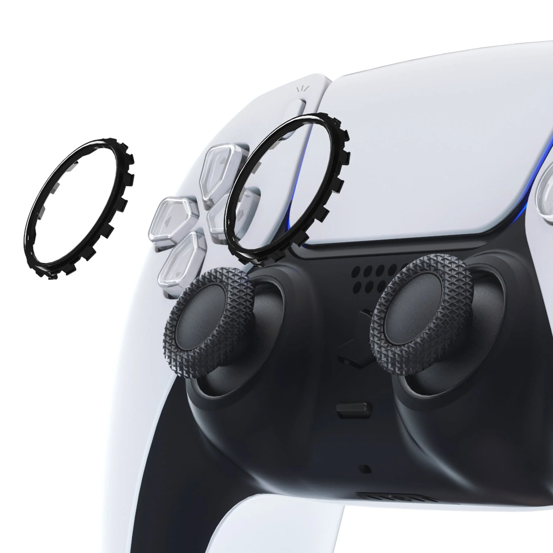 eXtremeRate Custom Replacement Accent Rings for PS5 Controller - Black - Image 4