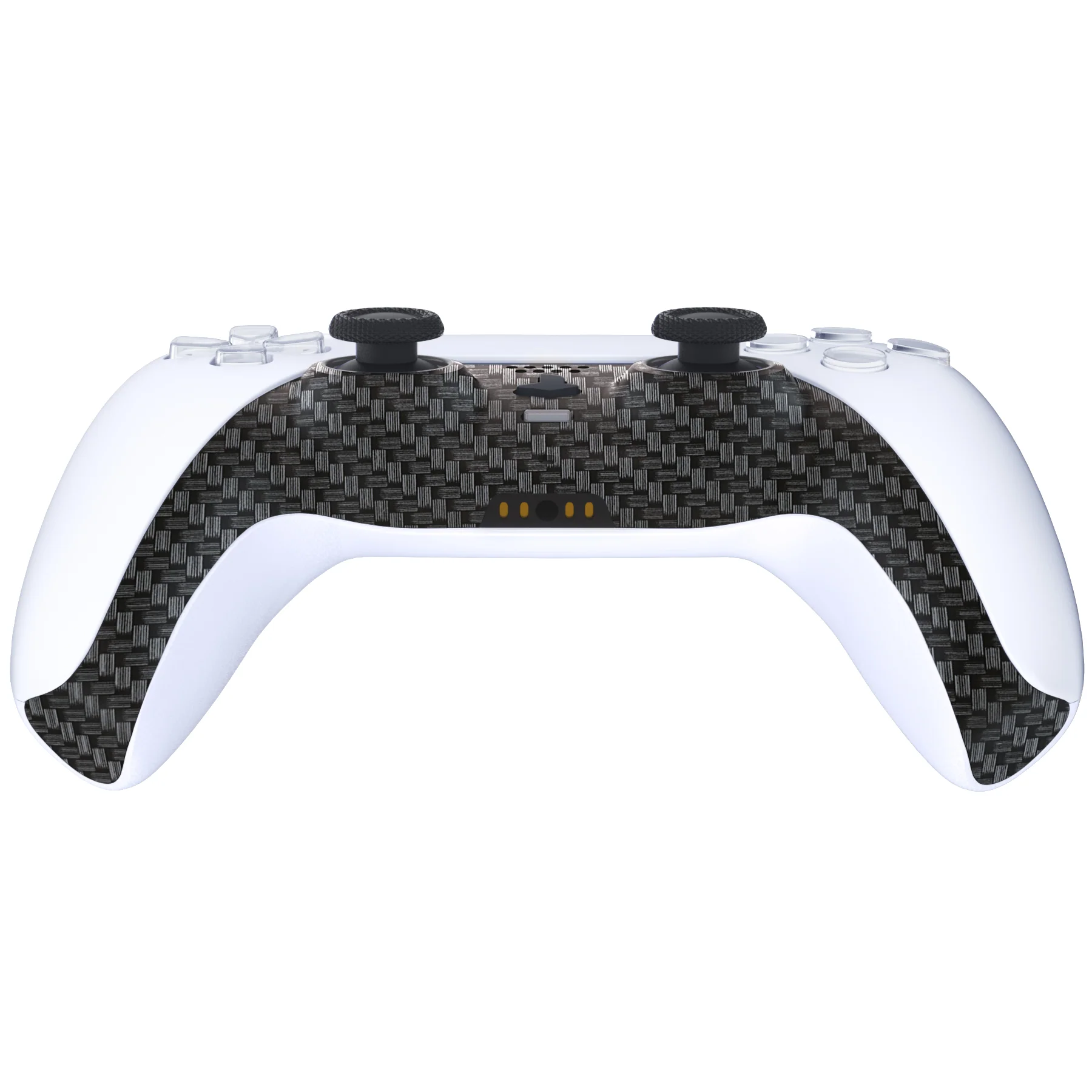 eXtremeRate Replacement Decorative Trim Shell with Accent Rings Compatible with PS5 Controller BDM-010/020/030/040/050 - Black Silver Carbon Fiber - Image 6