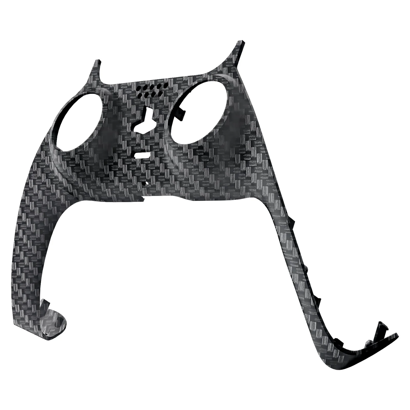 eXtremeRate Replacement Decorative Trim Shell with Accent Rings Compatible with PS5 Controller BDM-010/020/030/040/050 - Black Silver Carbon Fiber - Image 8