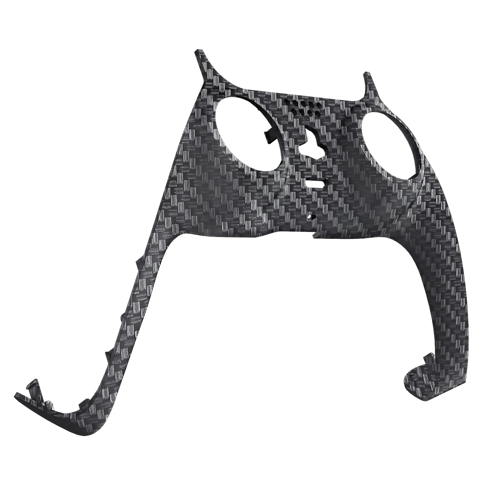 eXtremeRate Replacement Decorative Trim Shell with Accent Rings Compatible with PS5 Controller BDM-010/020/030/040/050 - Black Silver Carbon Fiber - Image 9