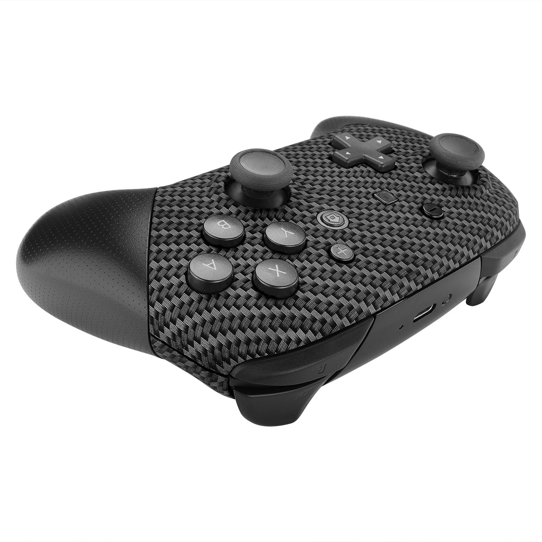 eXtremeRate Replacement Faceplate and Backplate for Nintendo Switch Pro Controller - Black Silver Carbon Fiber - Image 10
