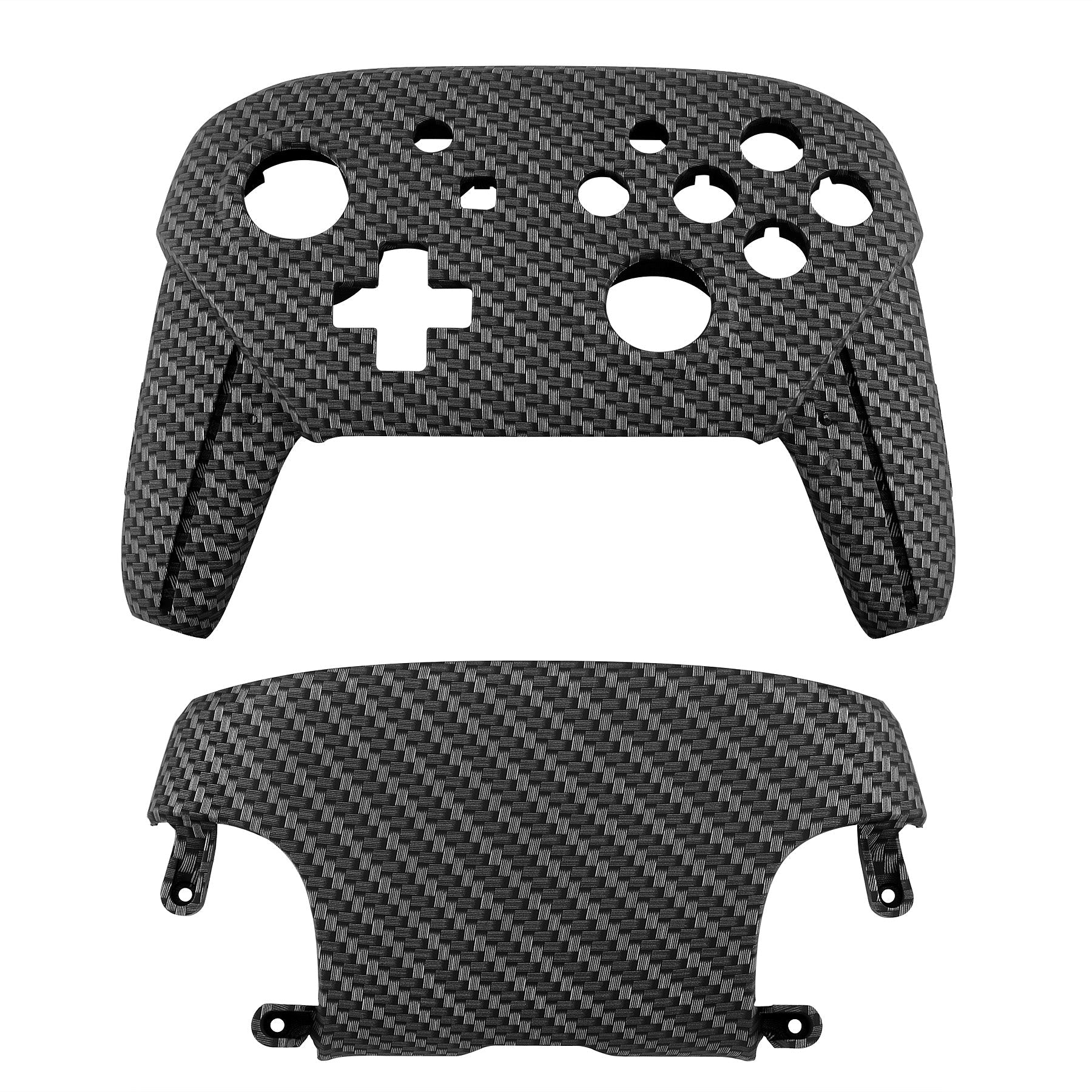 eXtremeRate Replacement Faceplate and Backplate for Nintendo Switch Pro Controller - Black Silver Carbon Fiber - Image 2