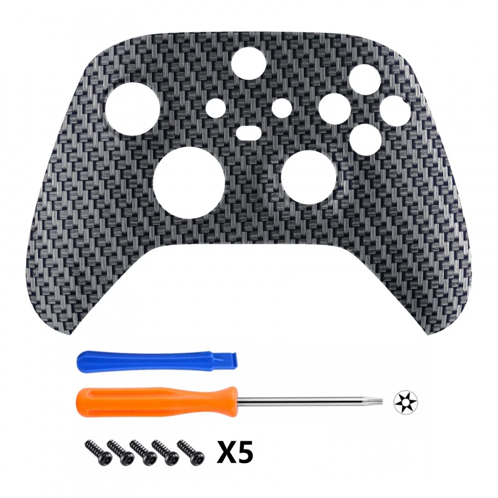 eXtremeRate Replacement Front Housing Shell for Xbox Series X & S Controller - Black Silver Carbon Fiber - Image 3
