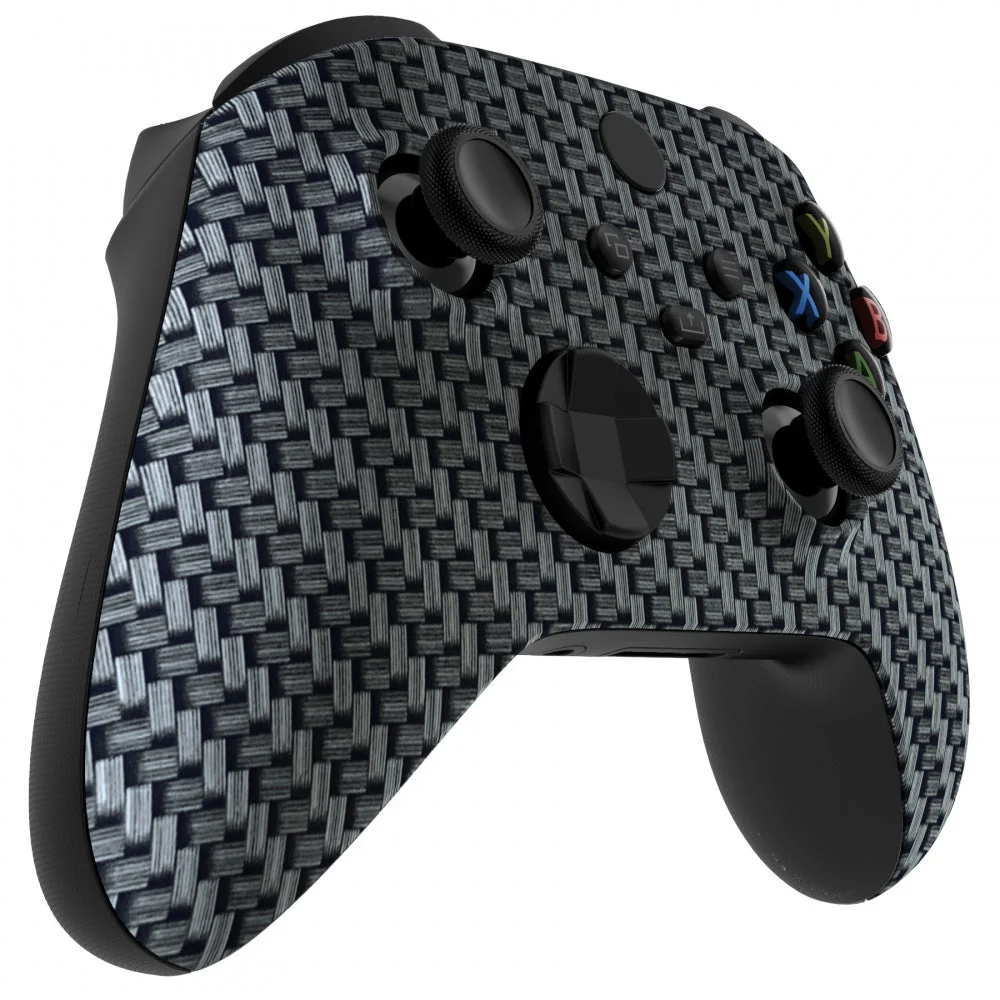 eXtremeRate Replacement Front Housing Shell for Xbox Series X & S Controller - Black Silver Carbon Fiber - Image 4