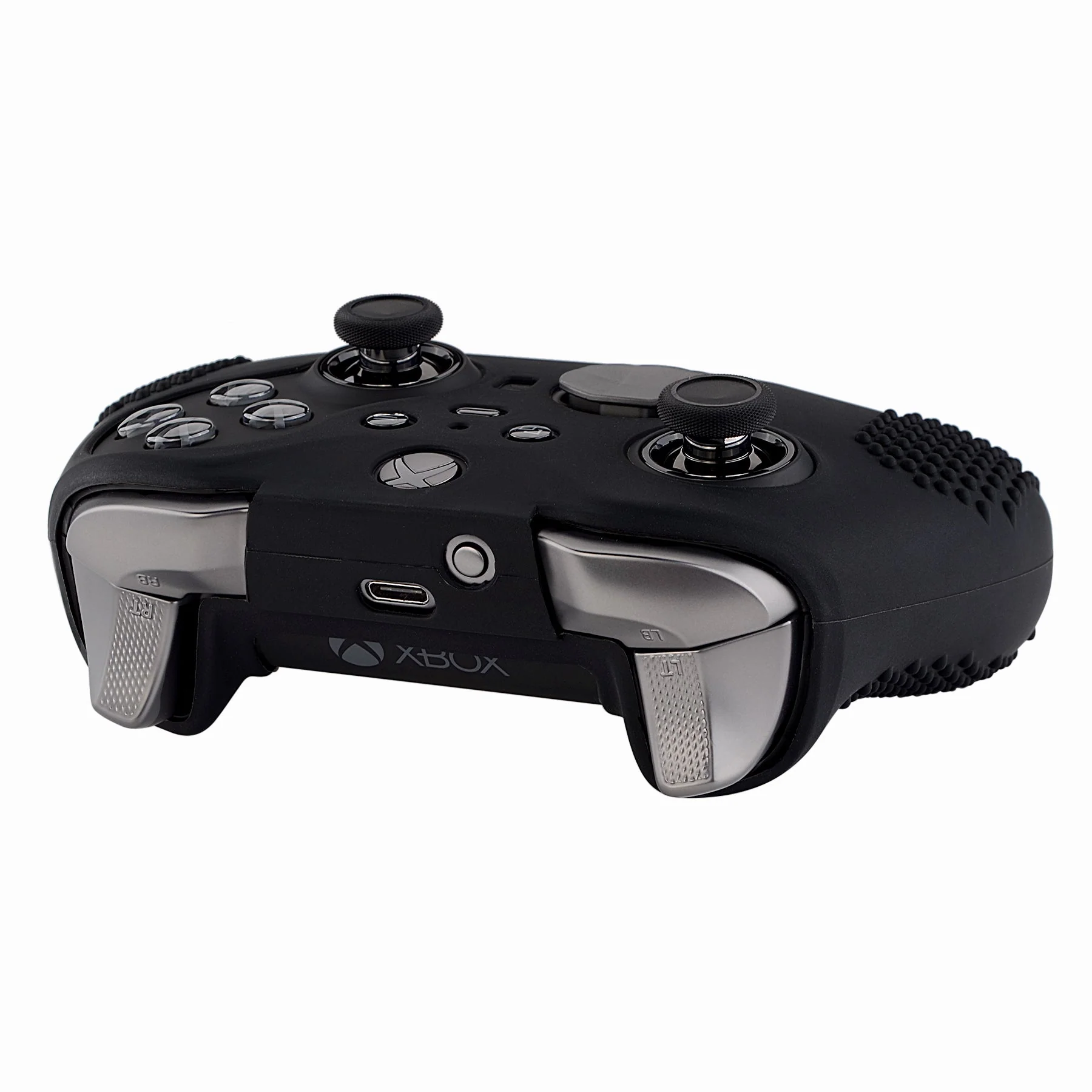 eXtremeRate PlayVital Protective Anti-Slip Silicone Case with Thumb Grips Caps for Xbox One Elite Series 2 & Elite 2 Core Controller - Black - Image 8