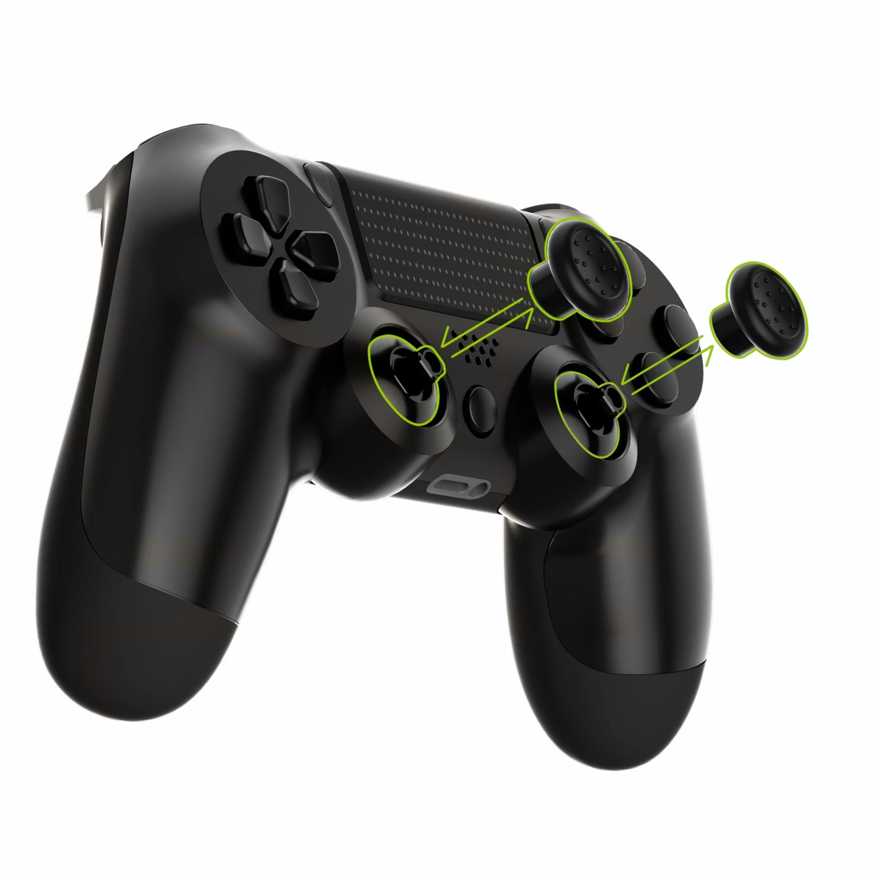 eXtremeRate ThumbsGear Interchangeable Ergonomic Thumbstick with 3 Height Domed and Concave Grips Adjustable Joystick for PS5 & PS4 Controller - Black - Image 2