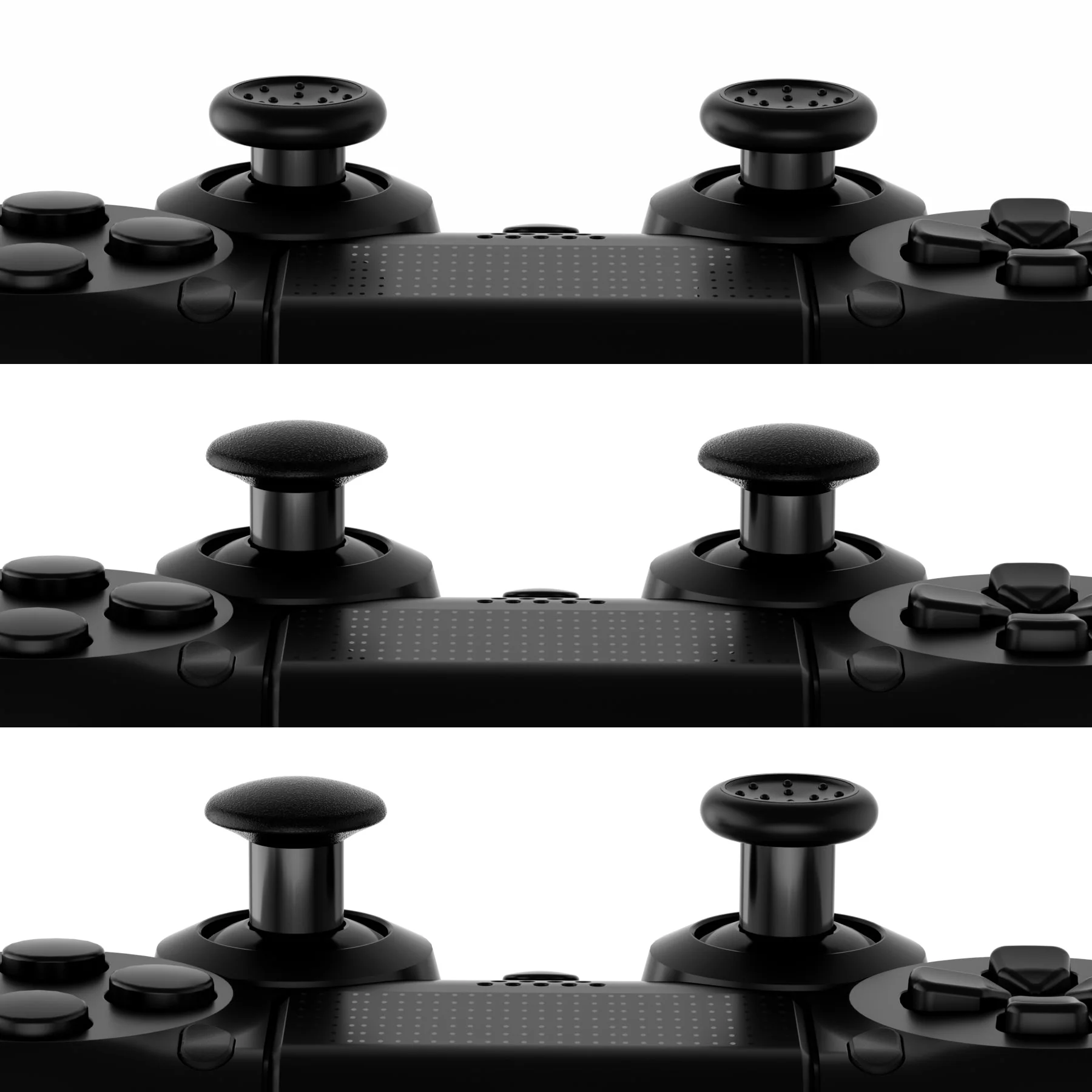 eXtremeRate ThumbsGear Interchangeable Ergonomic Thumbstick with 3 Height Domed and Concave Grips Adjustable Joystick for PS5 & PS4 Controller - Black - Image 3