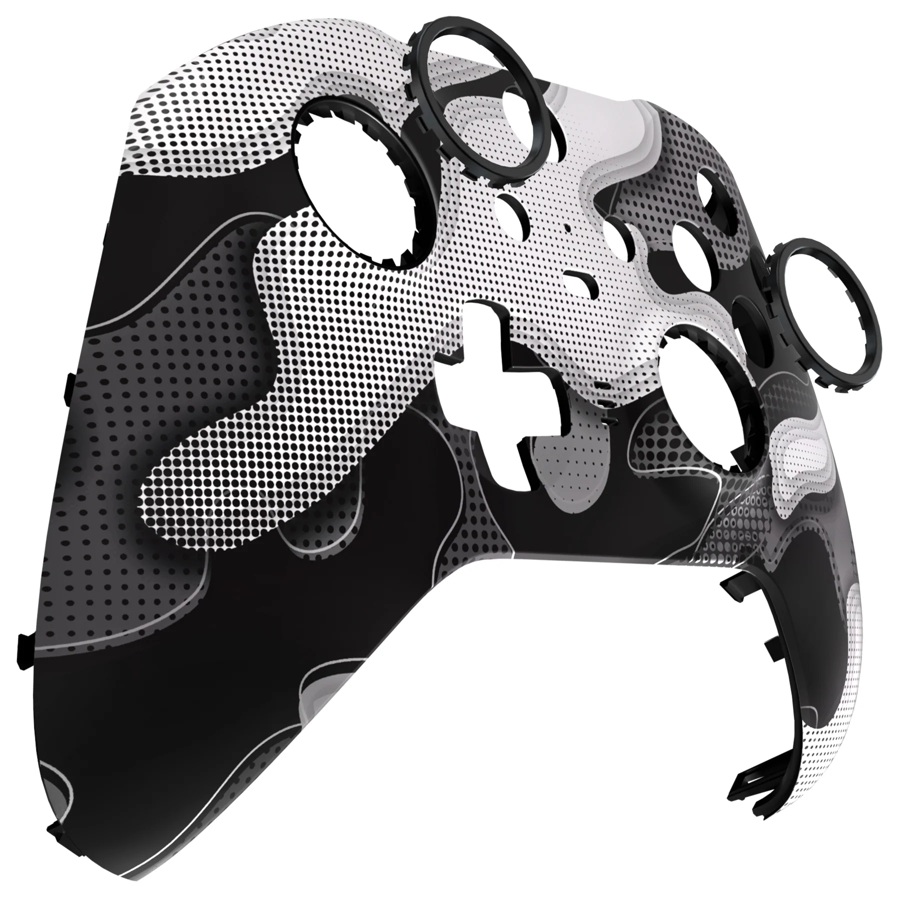 eXtremeRate Replacement Front Housing Shell Case with Accent Rings for Xbox One Elite Series 2 & Elite 2 Core Controller (Model 1797) - Black White Camouflage - Image 10