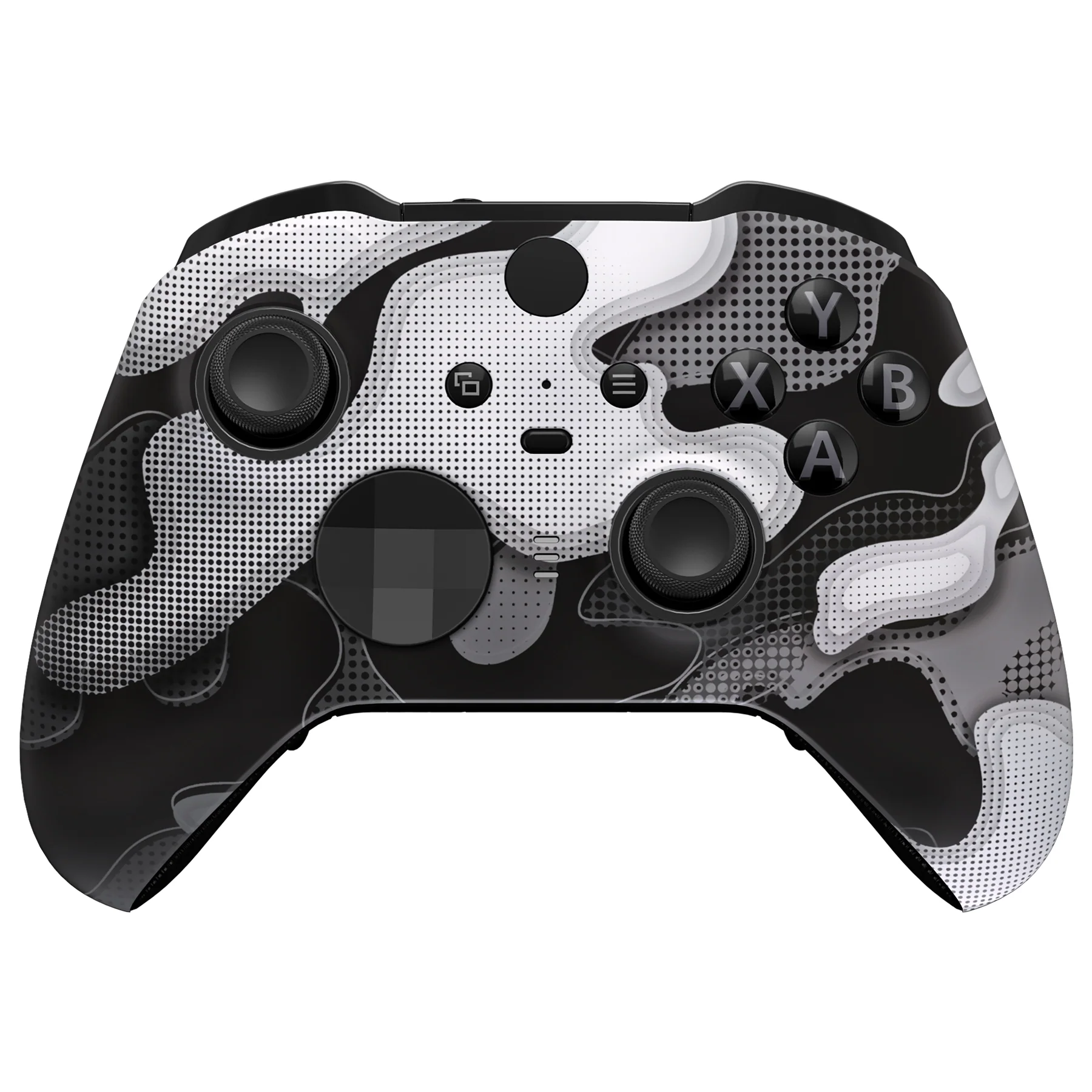 eXtremeRate Replacement Front Housing Shell Case with Accent Rings for Xbox One Elite Series 2 & Elite 2 Core Controller (Model 1797) - Black White Camouflage - Image 2