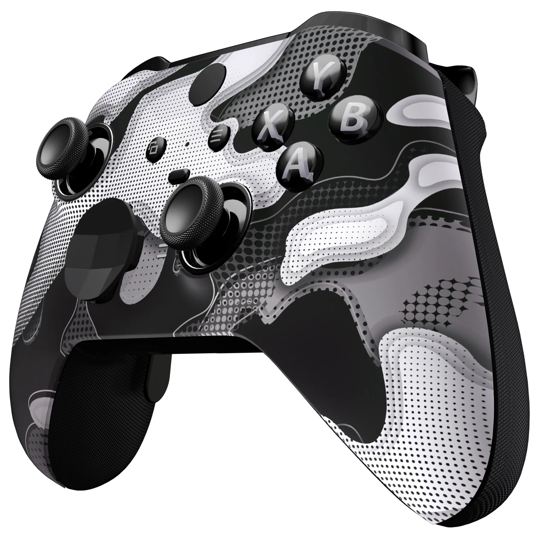 eXtremeRate Replacement Front Housing Shell Case with Accent Rings for Xbox One Elite Series 2 & Elite 2 Core Controller (Model 1797) - Black White Camouflage - Image 5