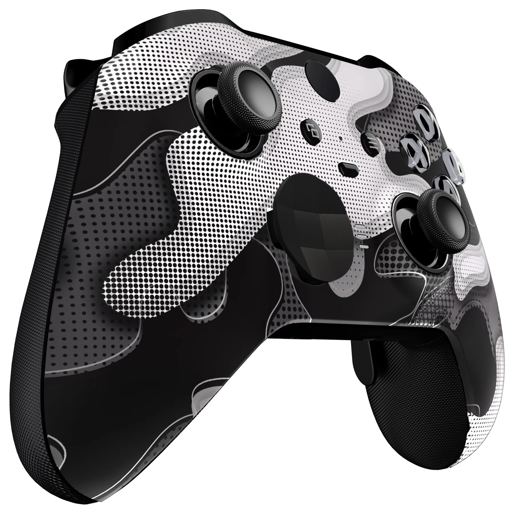 eXtremeRate Replacement Front Housing Shell Case with Accent Rings for Xbox One Elite Series 2 & Elite 2 Core Controller (Model 1797) - Black White Camouflage - Image 6