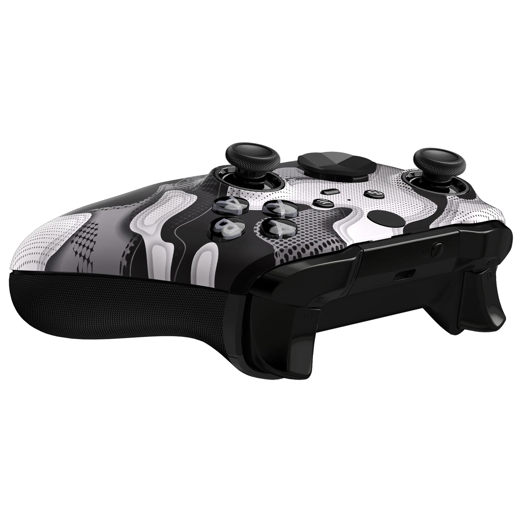 eXtremeRate Replacement Front Housing Shell Case with Accent Rings for Xbox One Elite Series 2 & Elite 2 Core Controller (Model 1797) - Black White Camouflage - Image 7