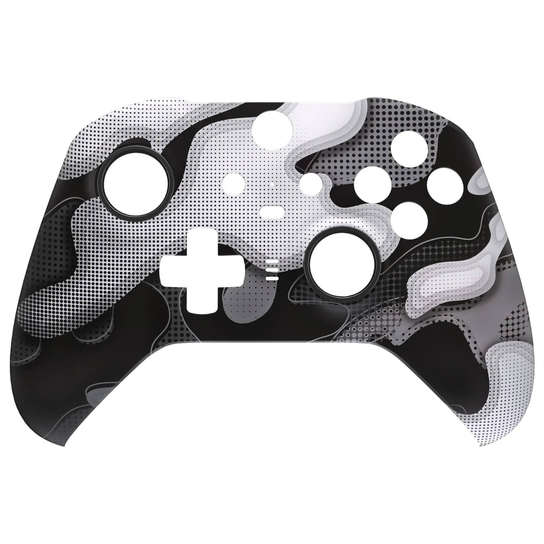 eXtremeRate Replacement Front Housing Shell Case with Accent Rings for Xbox One Elite Series 2 & Elite 2 Core Controller (Model 1797) - Black White Camouflage - Image 8