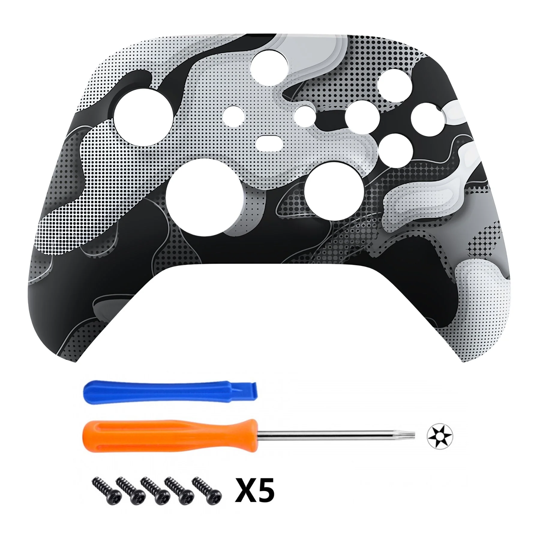 eXtremeRate Replacement Front Housing Shell for Xbox Series X & S Controller - Black White Camouflage - Image 2