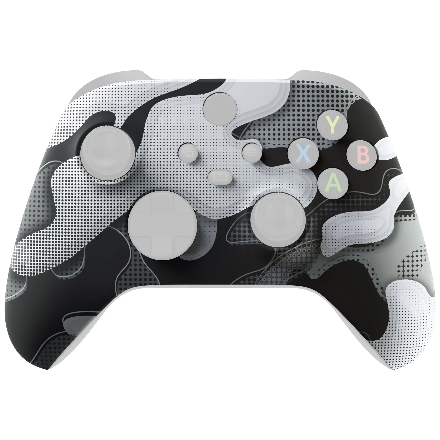 eXtremeRate Replacement Front Housing Shell for Xbox Series X & S Controller - Black White Camouflage - Image 4