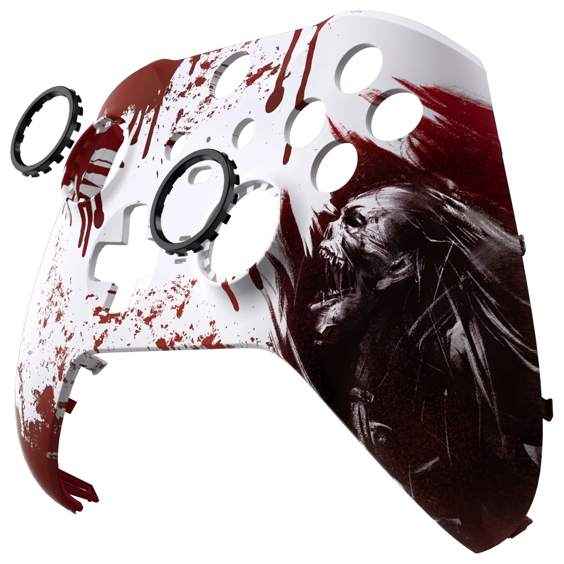 eXtremeRate Replacement Front Housing Shell Case with Accent Rings for Xbox One Elite Series 2 & Elite 2 Core Controller (Model 1797) - Blood Zombie - Image 9