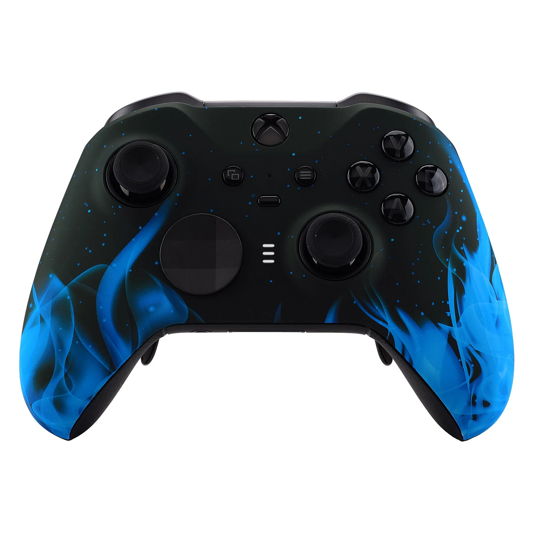 eXtremeRate Replacement Front Housing Shell Case with Accent Rings for Xbox One Elite Series 2 & Elite 2 Core Controller (Model 1797) - Blue Flame - Image 2
