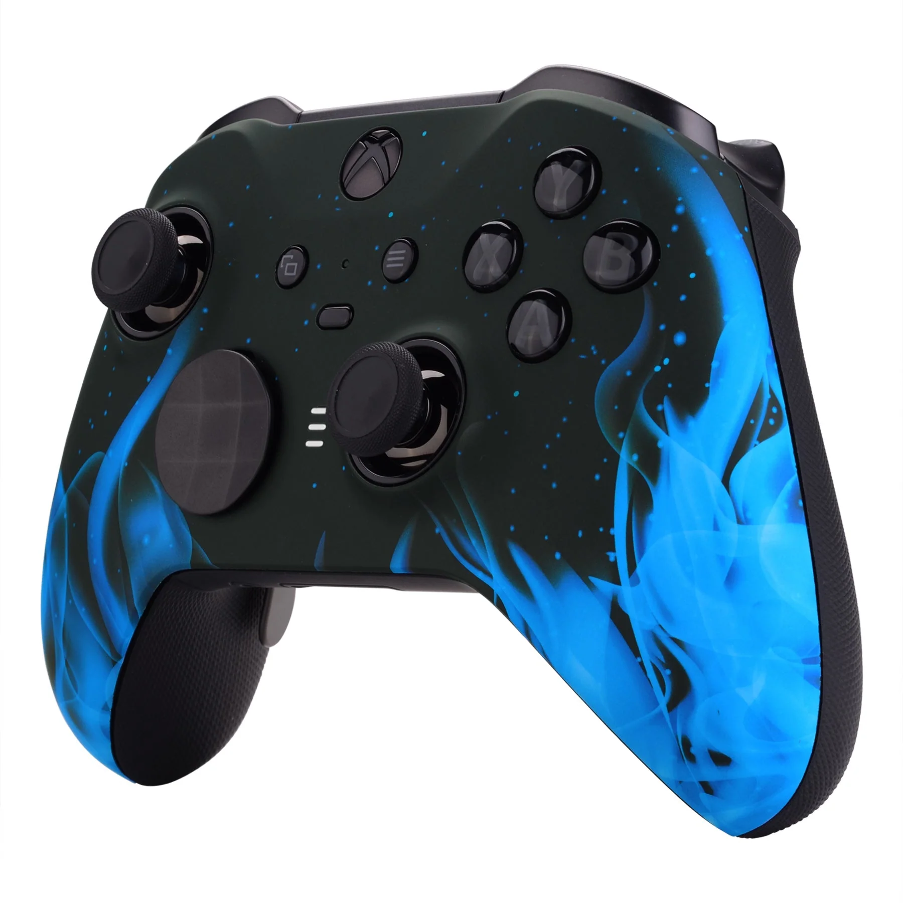 eXtremeRate Replacement Front Housing Shell Case with Accent Rings for Xbox One Elite Series 2 & Elite 2 Core Controller (Model 1797) - Blue Flame - Image 5