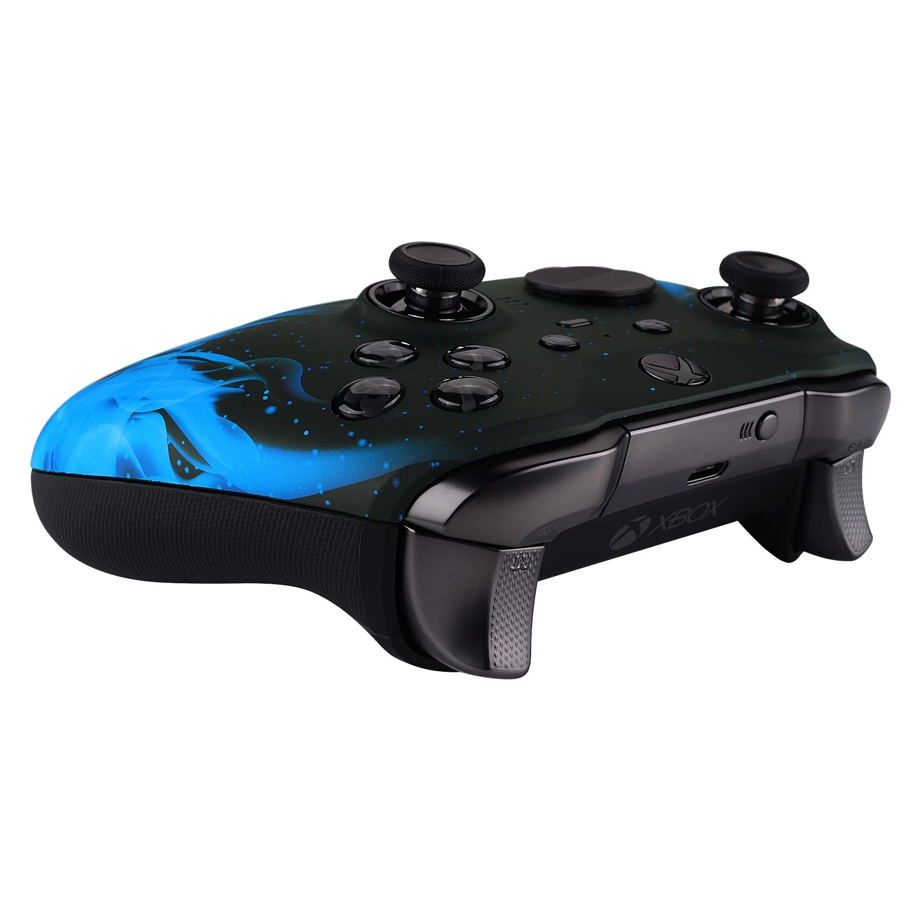 eXtremeRate Replacement Front Housing Shell Case with Accent Rings for Xbox One Elite Series 2 & Elite 2 Core Controller (Model 1797) - Blue Flame - Image 7