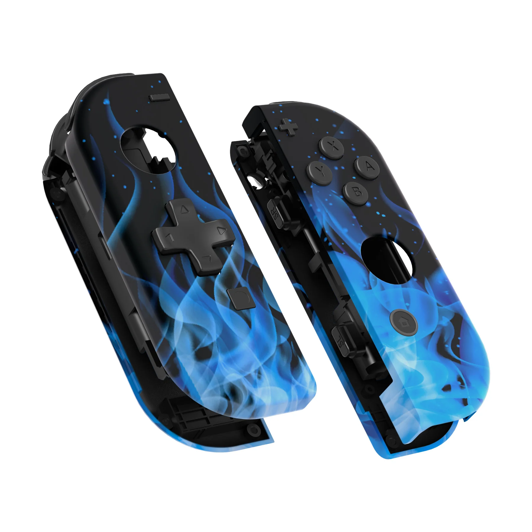 eXtremeRate Dpad Version Replacement Full Set Shell Case with Buttons for Joycon of NS Switch - Blue Flame - Image 12
