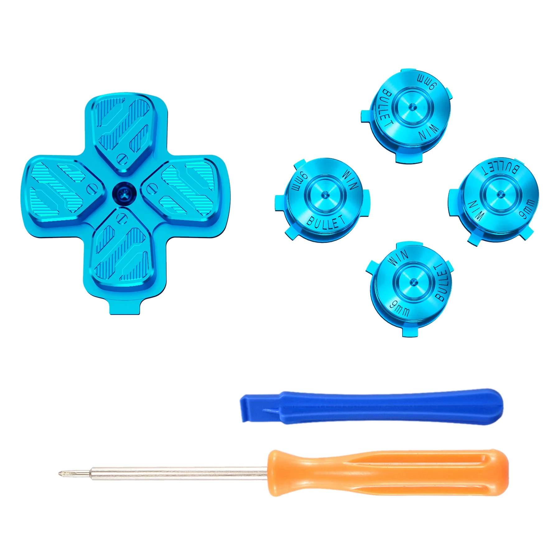 eXtremeRate Replacement Aluminum Metal Dpad ABXY Buttons for PS5 Controller - Blue - Image 2