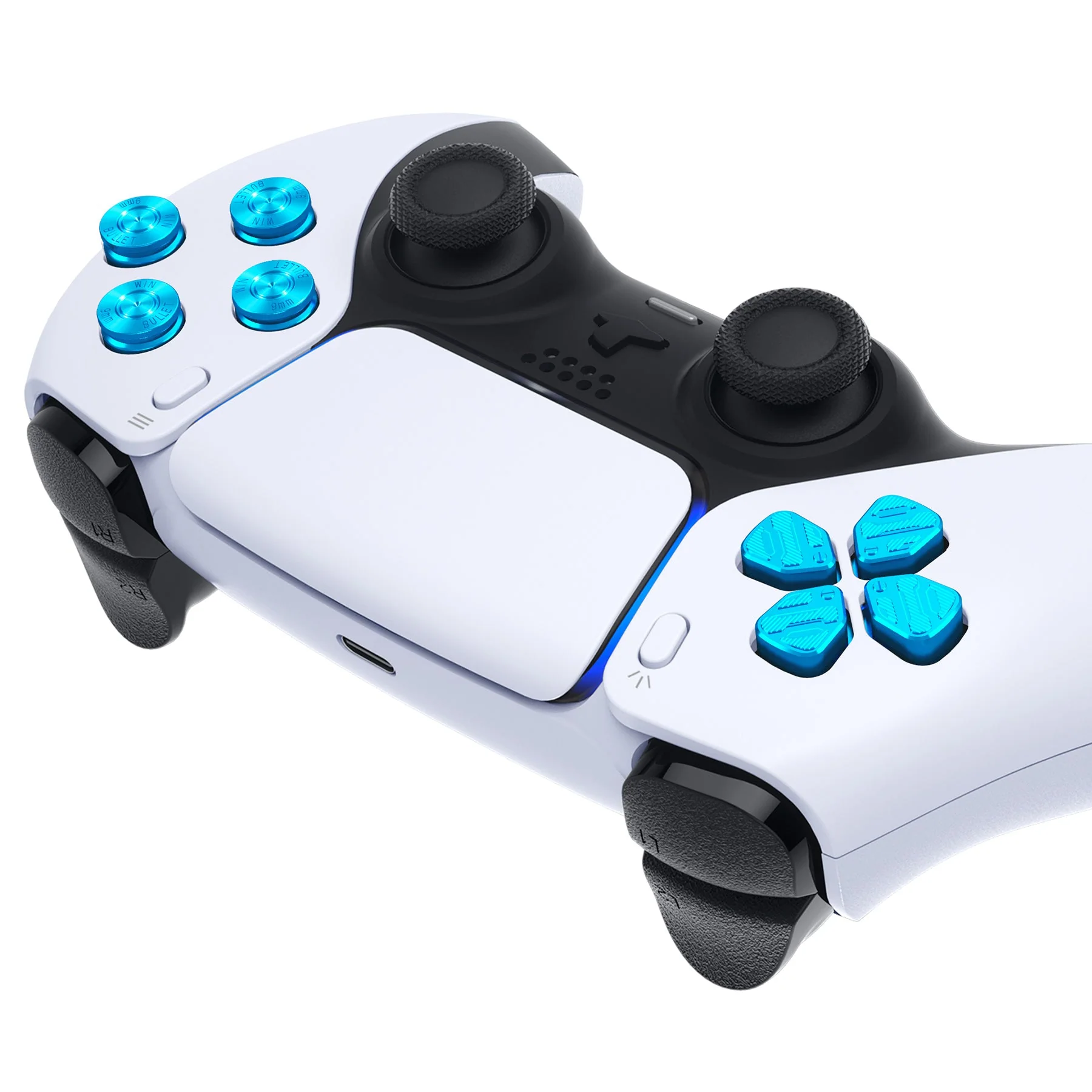 eXtremeRate Replacement Aluminum Metal Dpad ABXY Buttons for PS5 Controller - Blue - Image 7