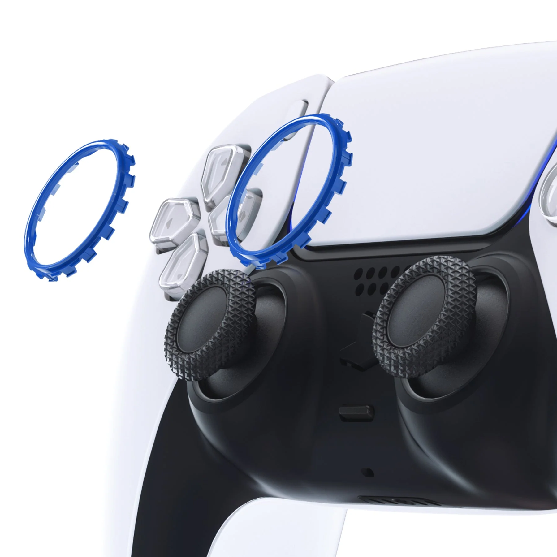 eXtremeRate Custom Replacement Accent Rings for PS5 Controller - Blue - Image 4