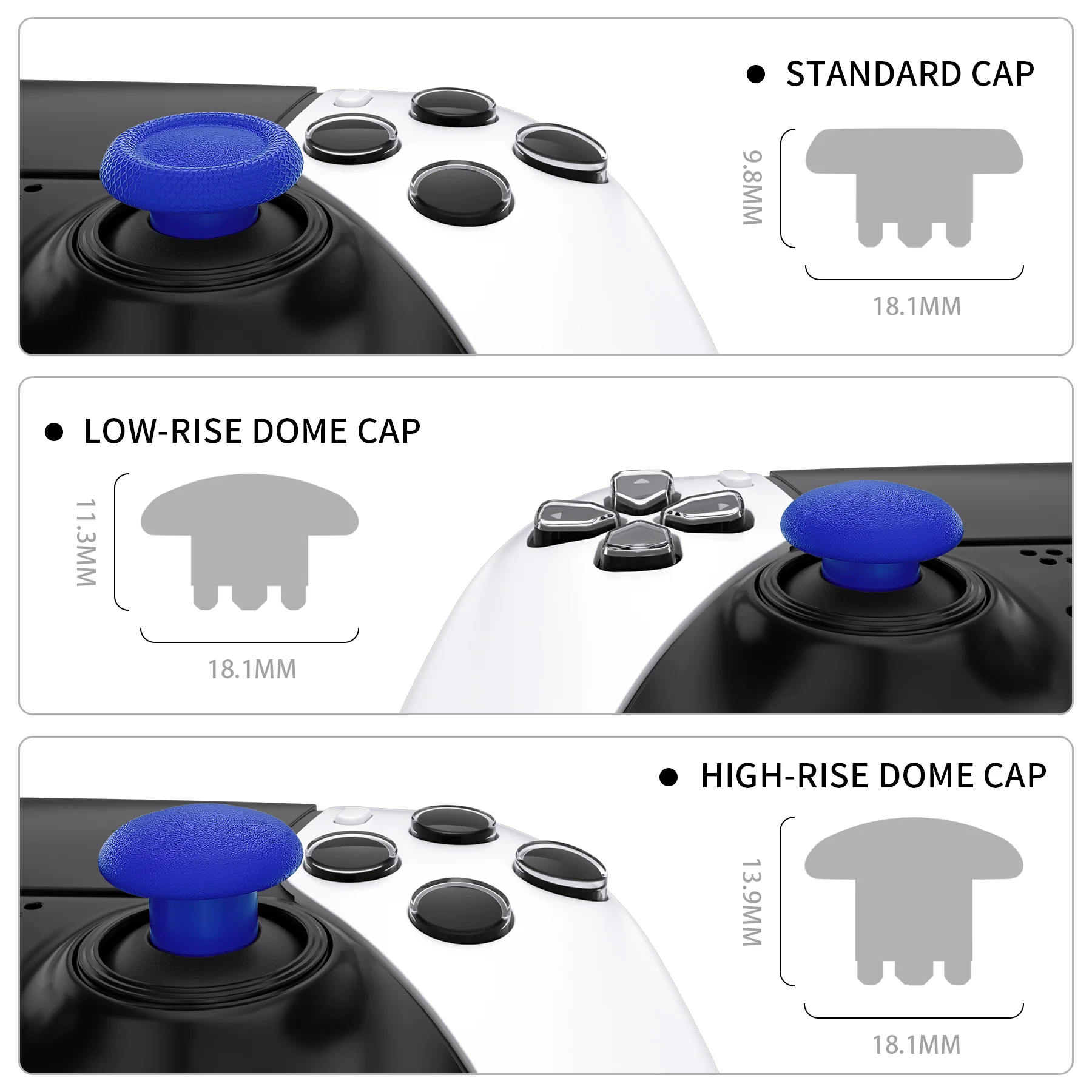 eXtremeRate Replacement Swappable Thumbsticks for PS5 Edge Controller - Blue - Image 3