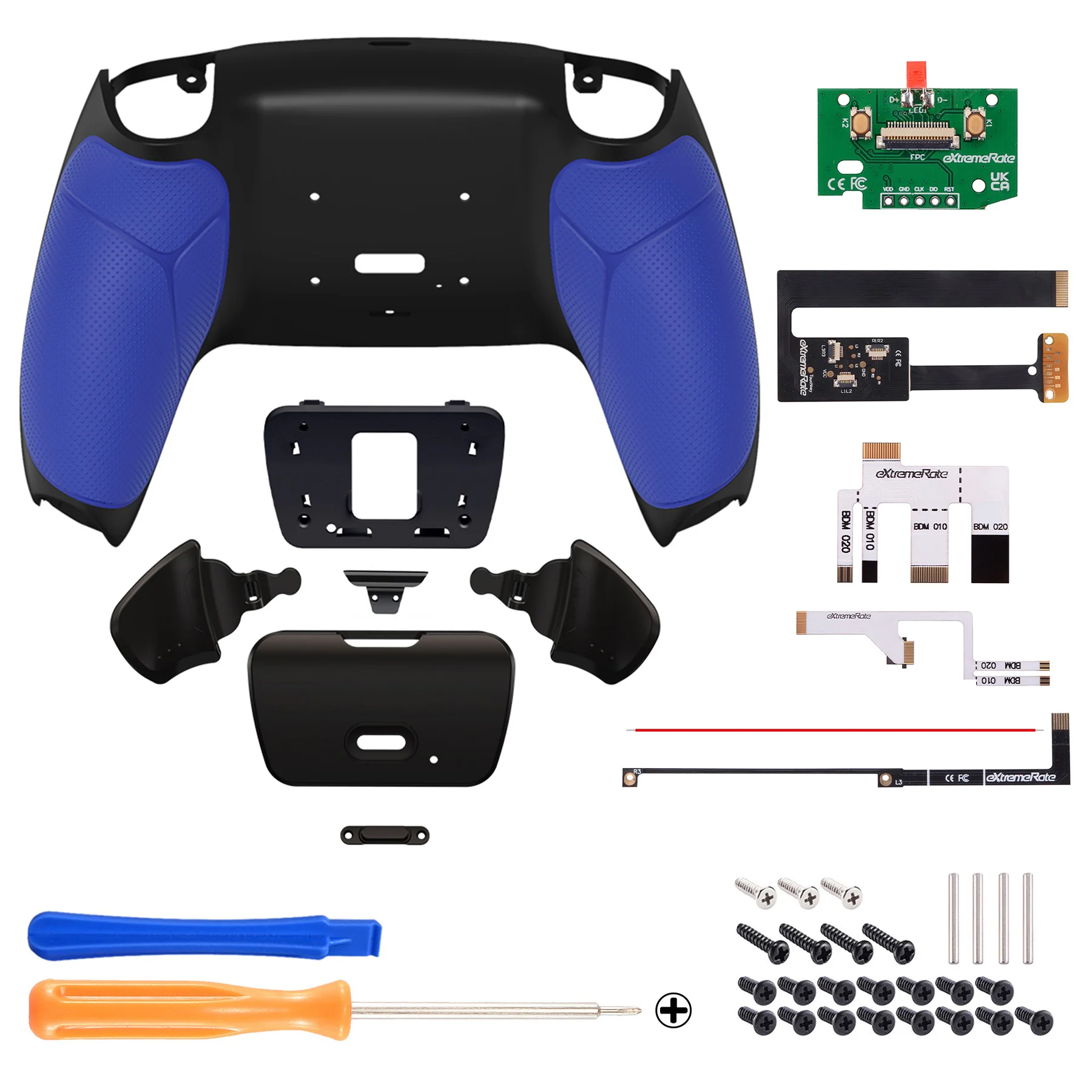 eXtremeRate Remappable Rise 2.0 Remap Kit for PS5 Controller BDM-010 & BDM-020 - Rubberized Blue - Image 2