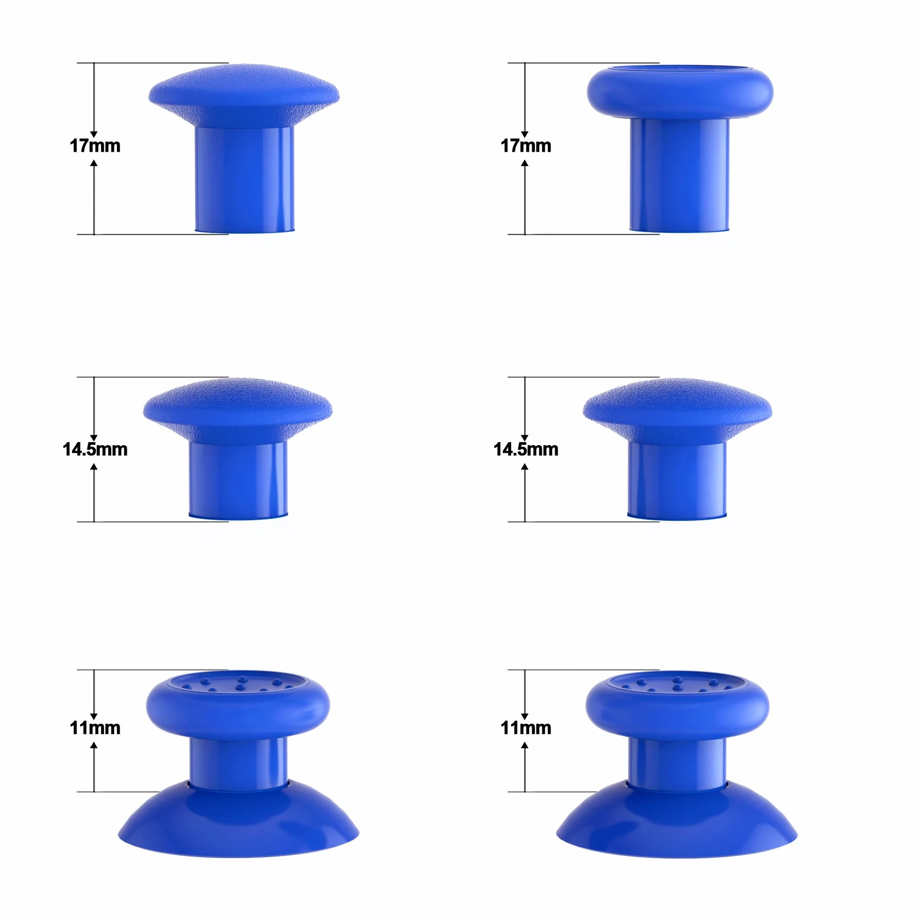 eXtremeRate ThumbsGear Interchangeable Ergonomic Thumbstick with 3 Height Domed and Concave Grips Adjustable Joystick for PS5 & PS4 Controller - Blue - Image 5