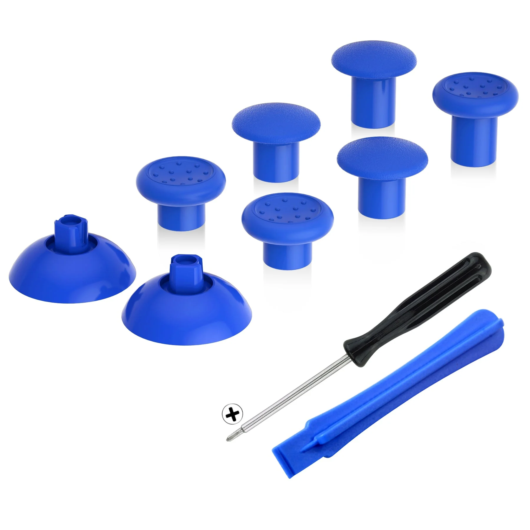 eXtremeRate ThumbsGear Interchangeable Ergonomic Thumbstick with 3 Height Domed and Concave Grips Adjustable Joystick for PS5 & PS4 Controller - Blue - Image 9
