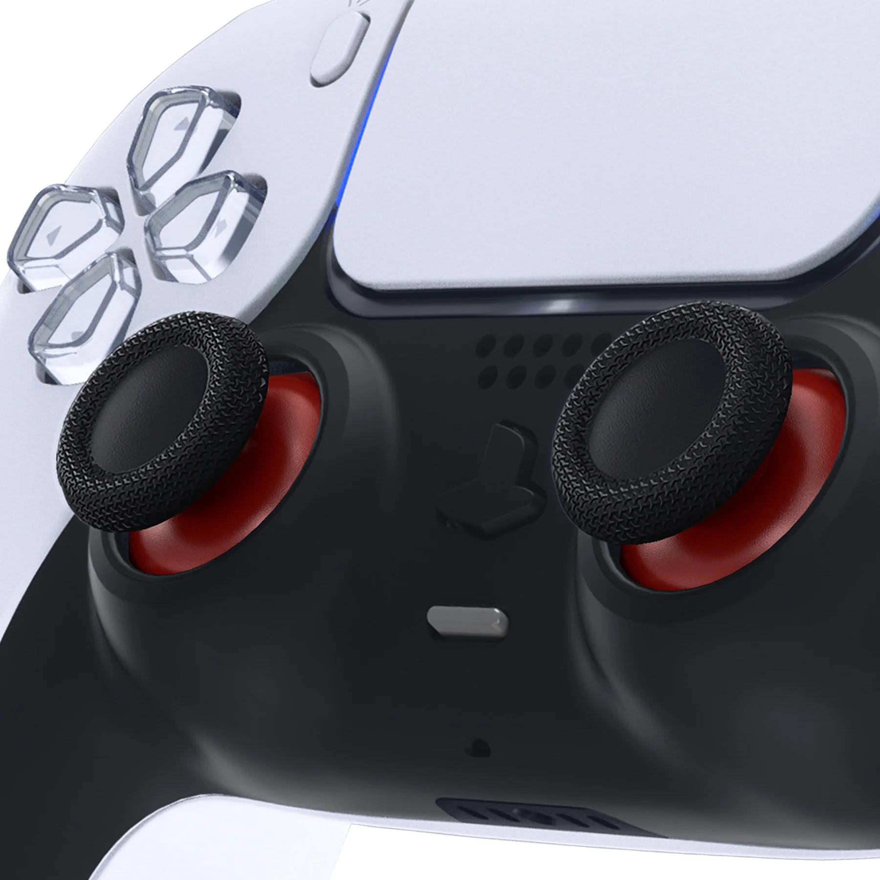 eXtremeRate Replacement Dual-Color Thumbsticks Analog Stick Joystick Compatible with PS5 & PS4 All Model Controller - Carmine Red & Black - Image 2