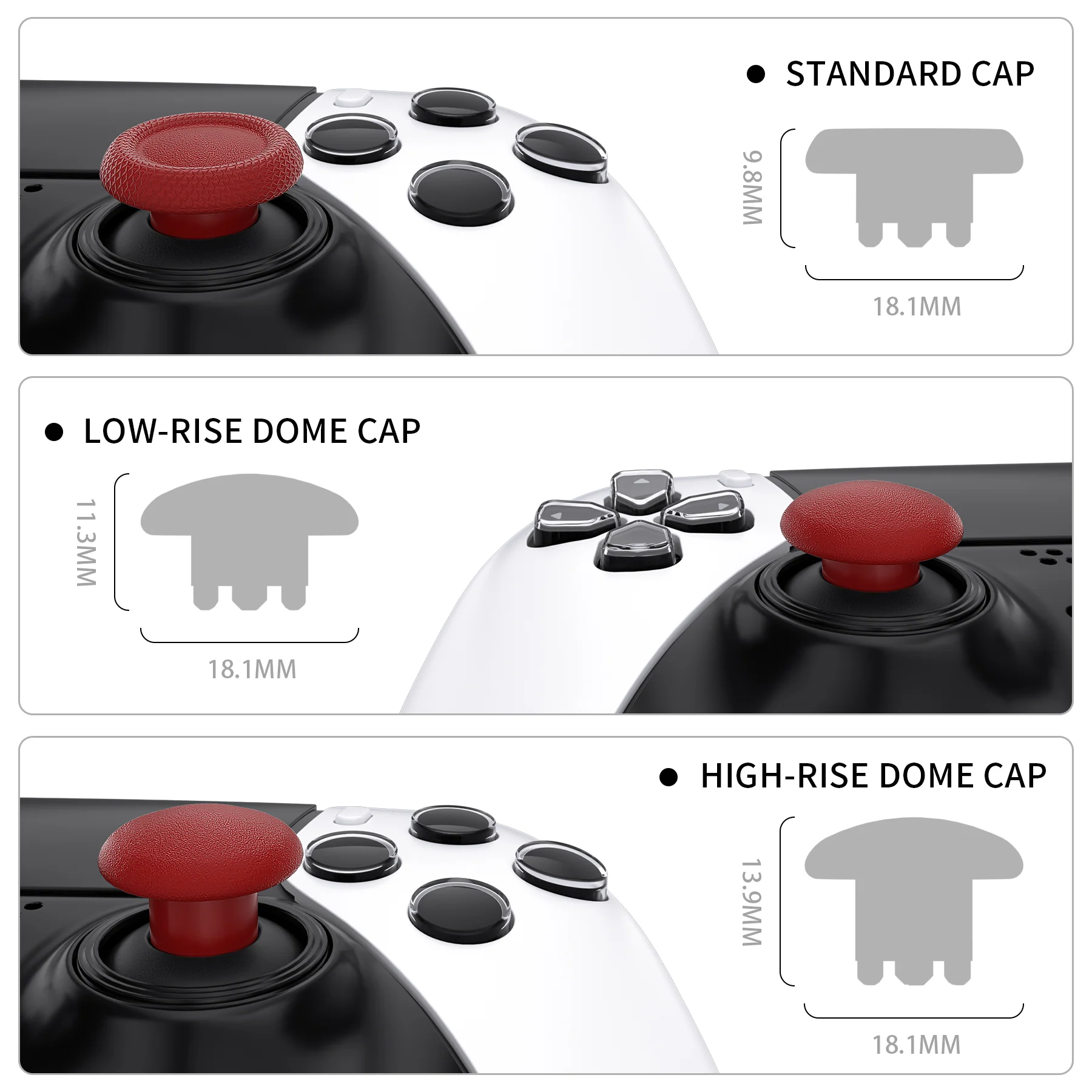 eXtremeRate Replacement Swappable Thumbsticks for PS5 Edge Controller - Carmine Red - Image 3