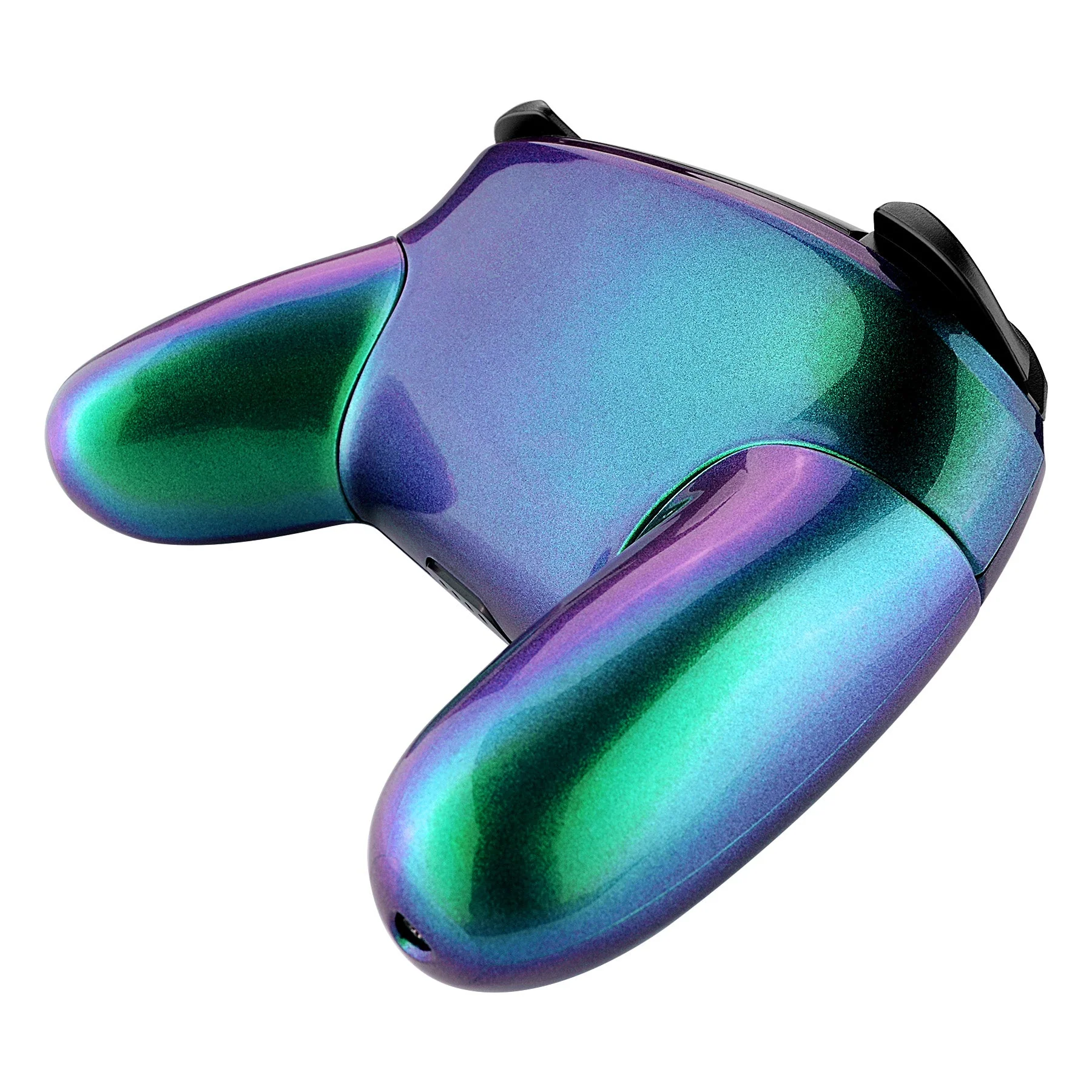 eXtremeRate Replacement Full Set Shell Faceplate Backplate Handles for Nintendo Switch Pro - Chameleon Green Purple - Image 8
