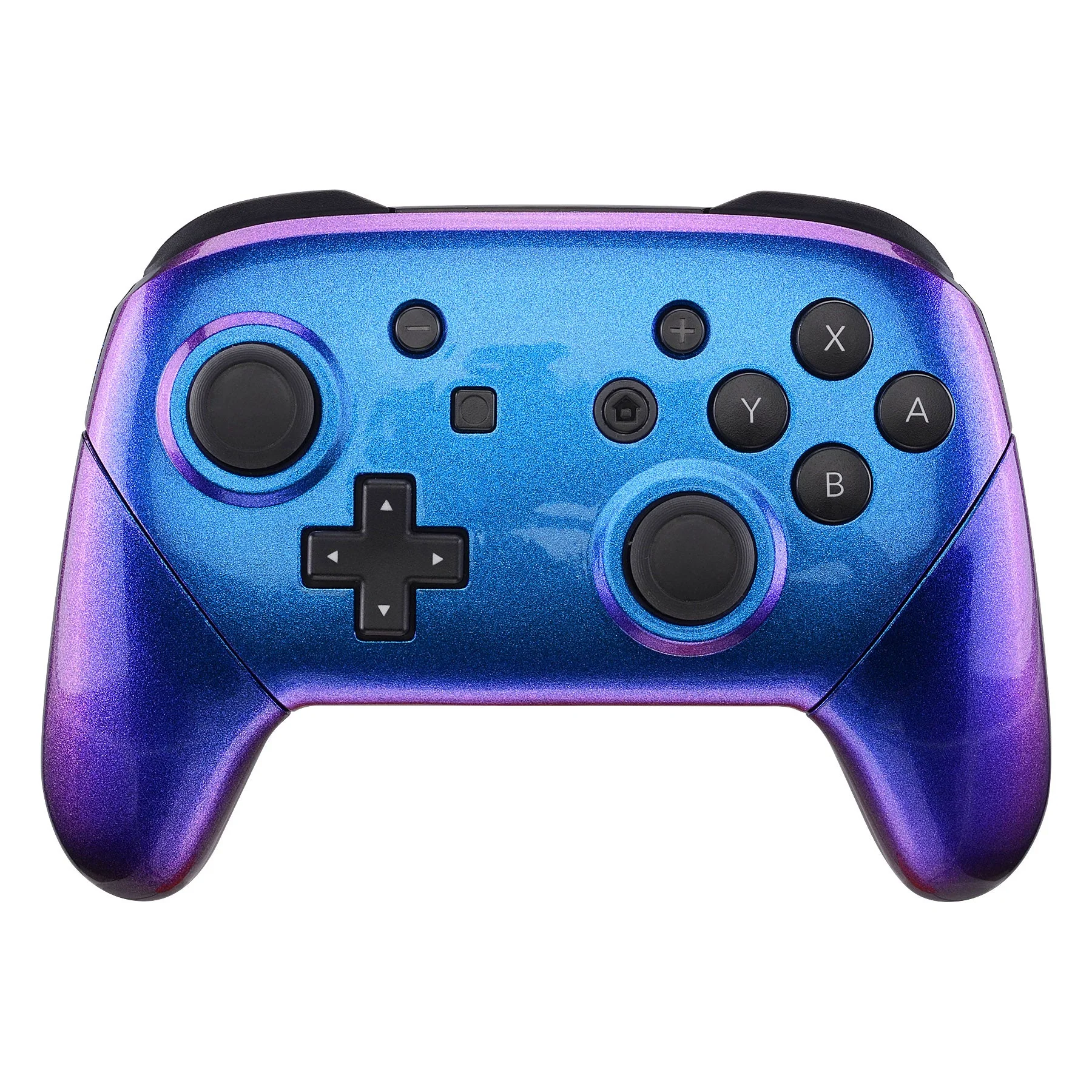 eXtremeRate Replacement Full Set Shell Faceplate Backplate Handles for Nintendo Switch Pro - Chameleon Purple Blue - Image 3