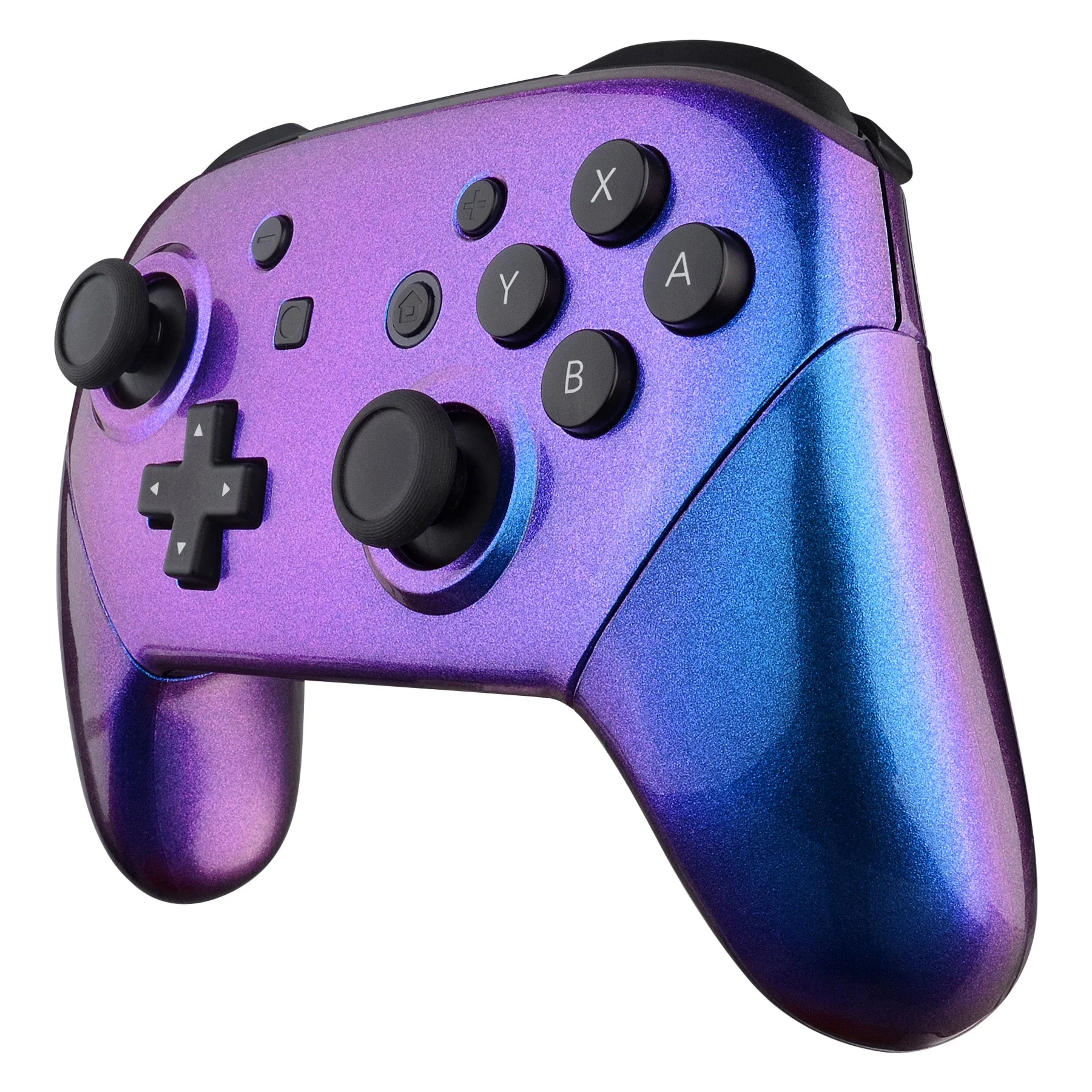 eXtremeRate Replacement Full Set Shell Faceplate Backplate Handles for Nintendo Switch Pro - Chameleon Purple Blue - Image 4