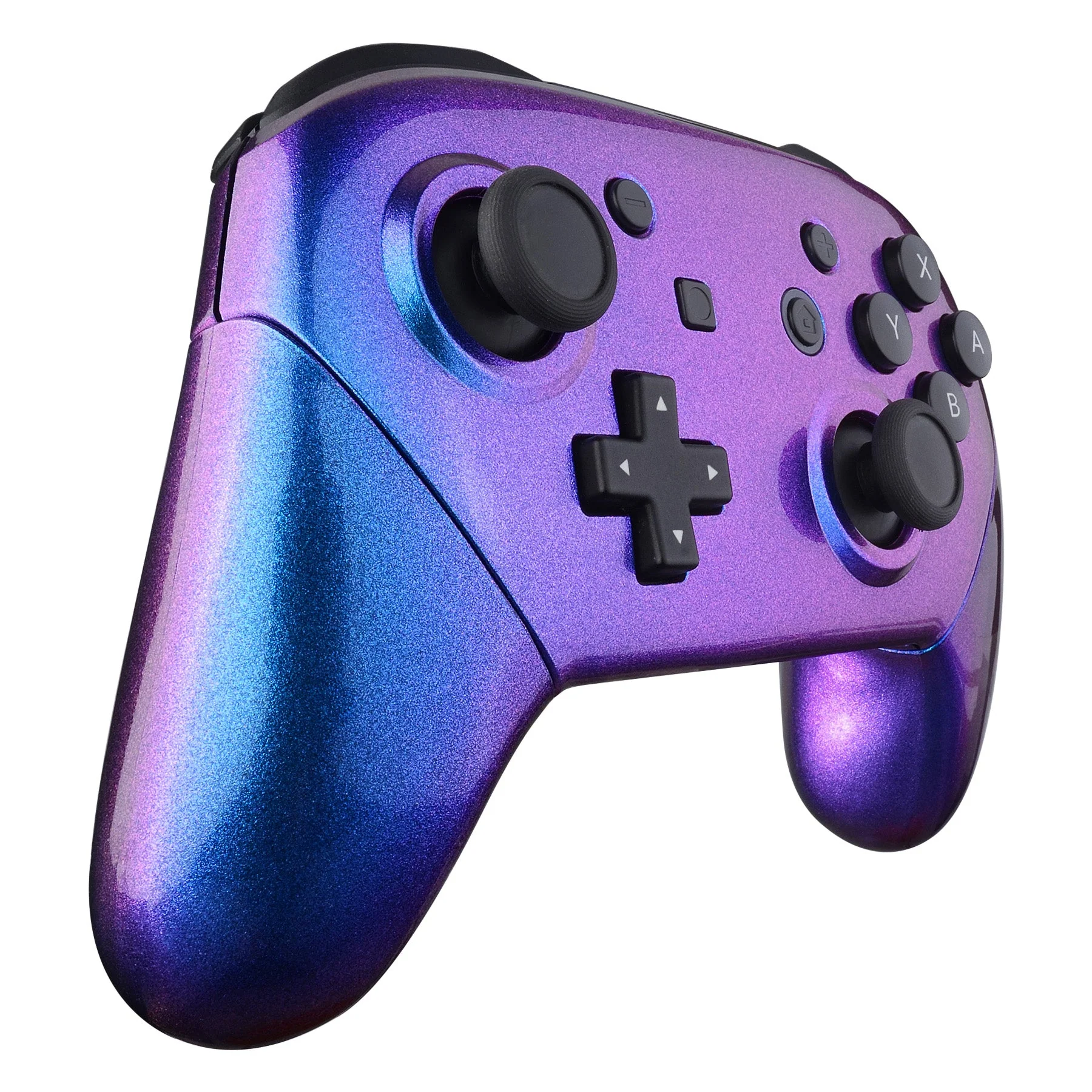 eXtremeRate Replacement Full Set Shell Faceplate Backplate Handles for Nintendo Switch Pro - Chameleon Purple Blue - Image 5