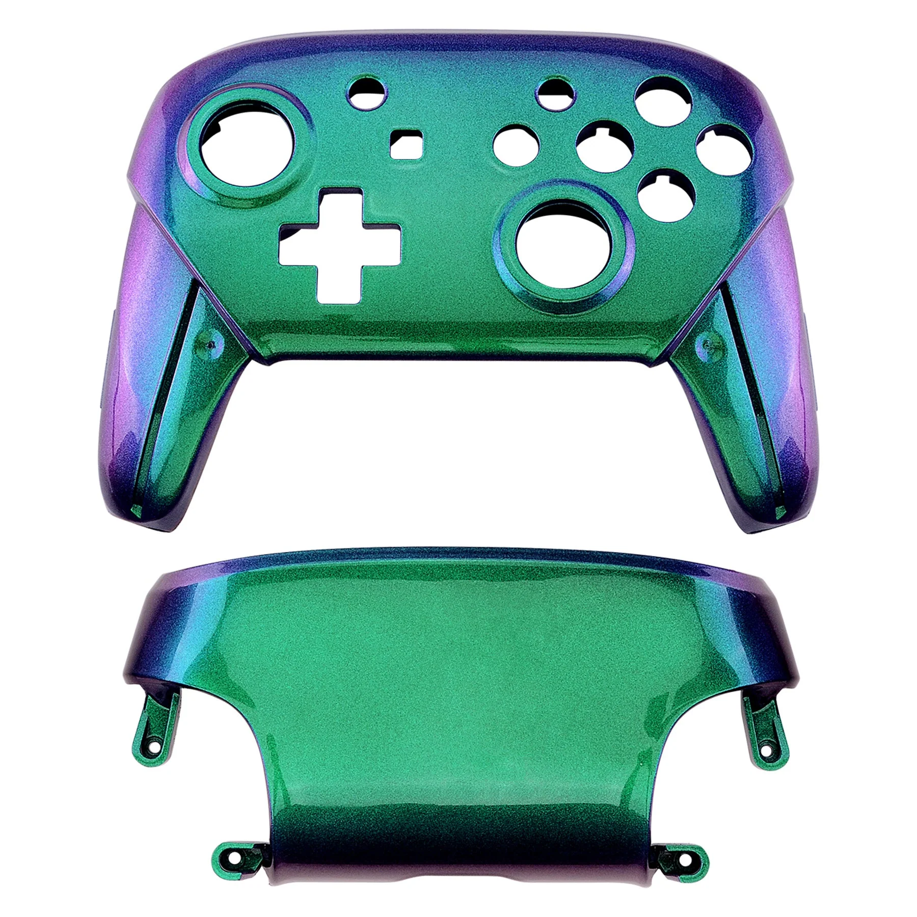 eXtremeRate Replacement Faceplate and Backplate for Nintendo Switch Pro Controller - Chameleon Green Purple - Image 2