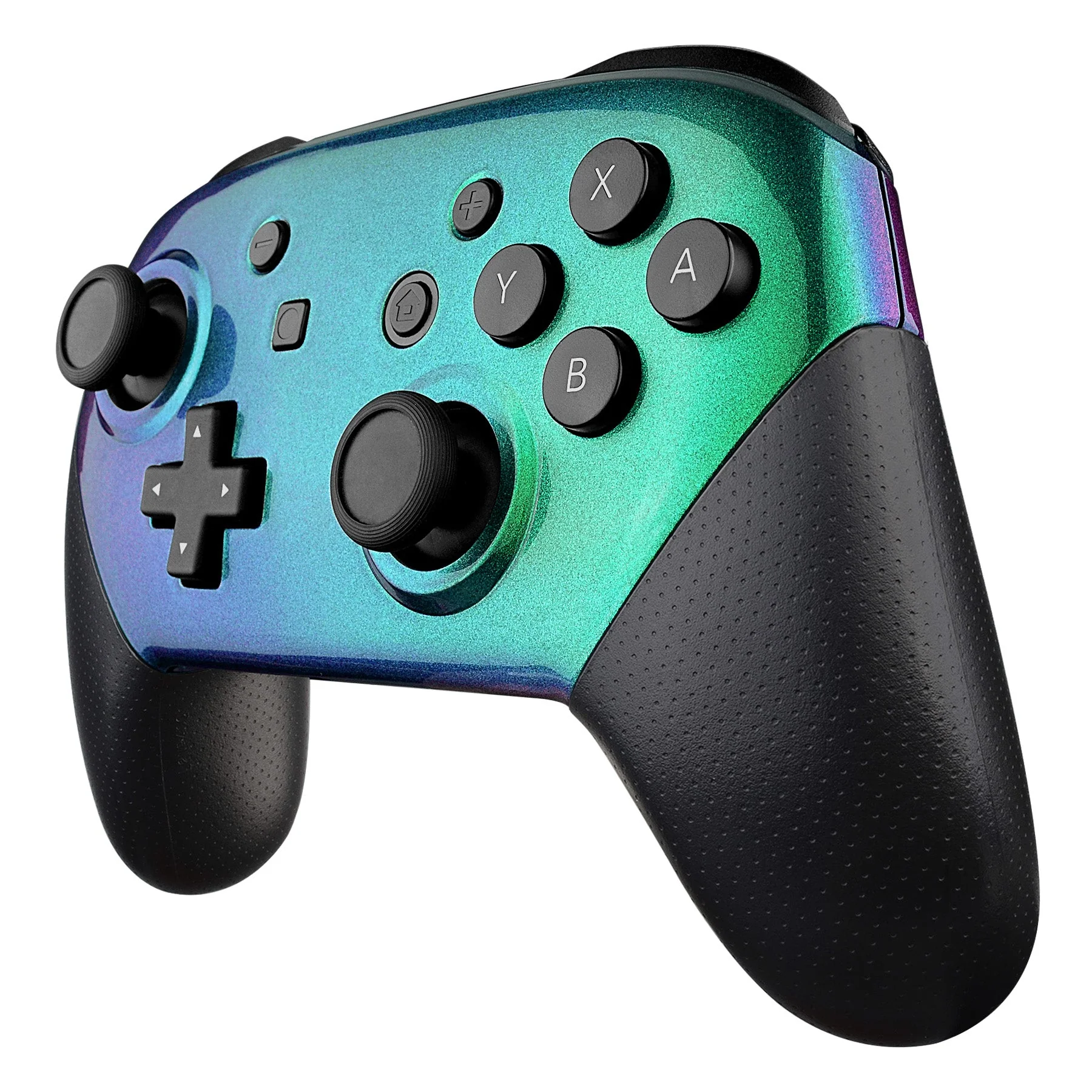 eXtremeRate Replacement Faceplate and Backplate for Nintendo Switch Pro Controller - Chameleon Green Purple - Image 4