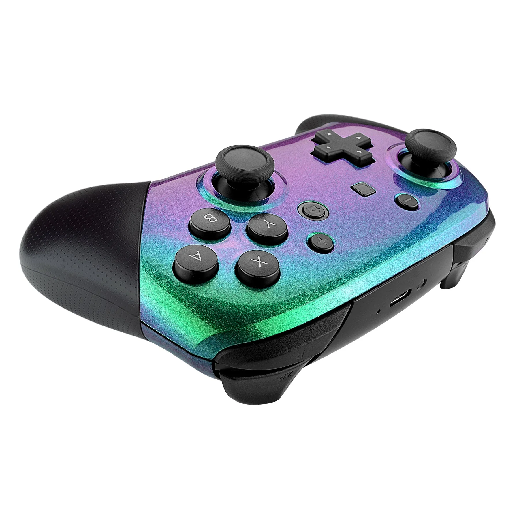 eXtremeRate Replacement Faceplate and Backplate for Nintendo Switch Pro Controller - Chameleon Green Purple - Image 6