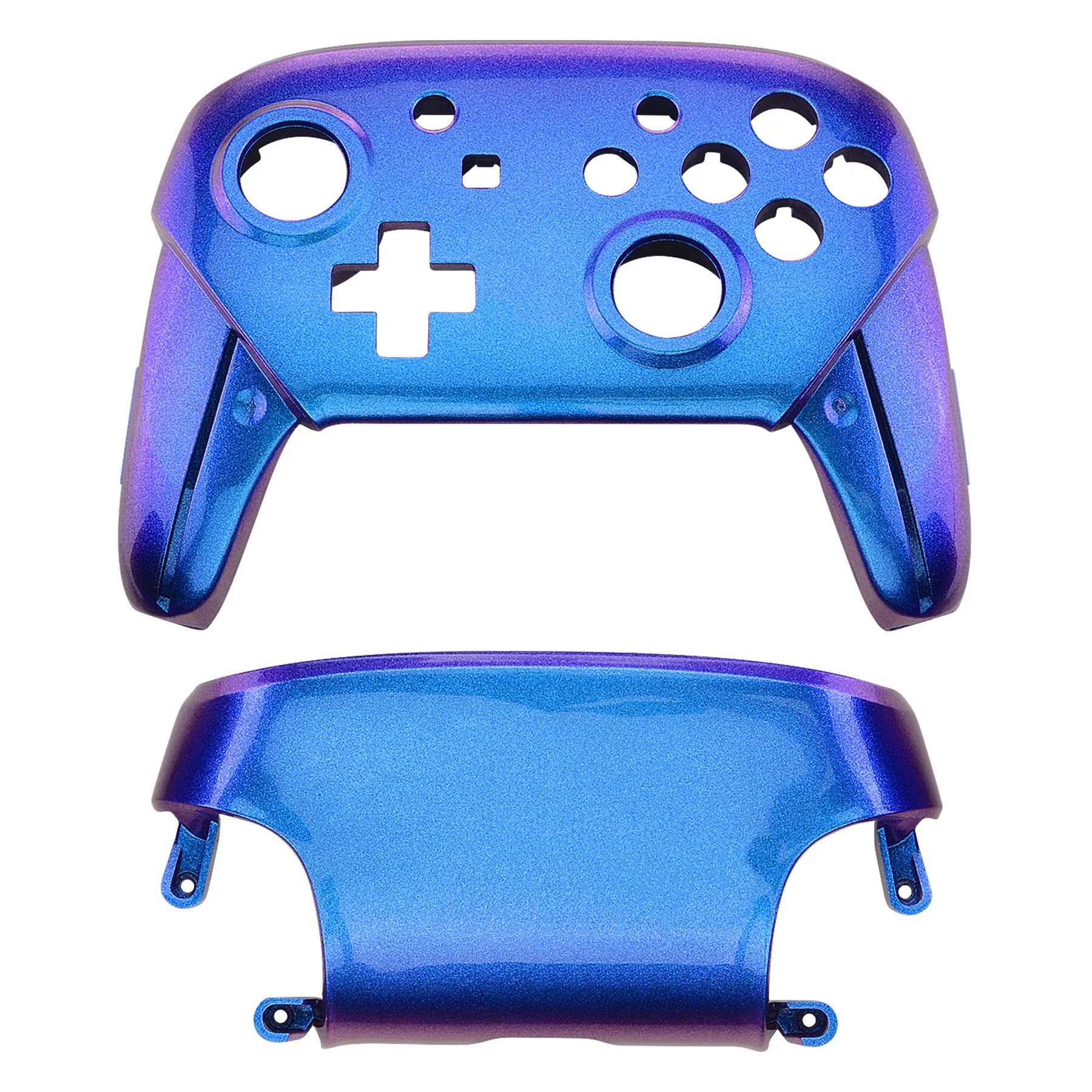 eXtremeRate Replacement Faceplate and Backplate for Nintendo Switch Pro Controller - Chameleon Purple Blue - Image 2
