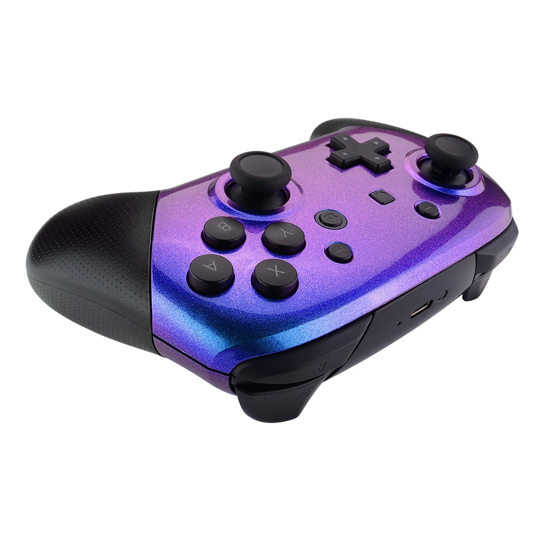 eXtremeRate Replacement Faceplate and Backplate for Nintendo Switch Pro Controller - Chameleon Purple Blue - Image 6