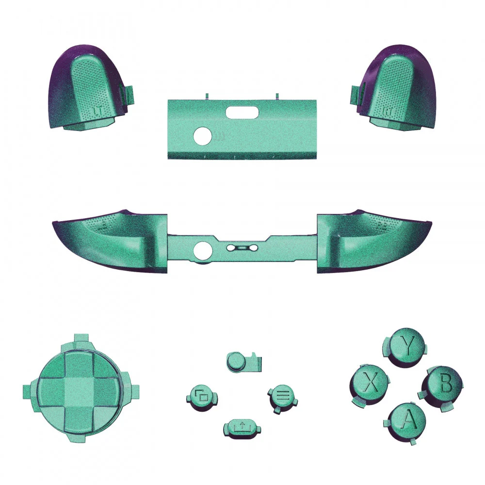 eXtremeRate Replacement Full Set Buttons for Xbox Series X & S Controller - Chameleon Green Puple - Image 2