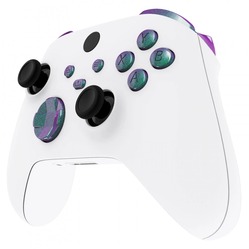 eXtremeRate Replacement Full Set Buttons for Xbox Series X & S Controller - Chameleon Green Puple - Image 4