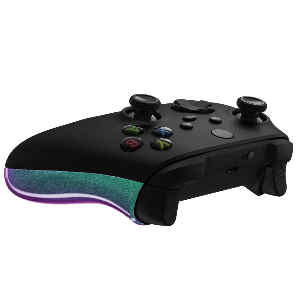 eXtremeRate Replacement Non-Slip Side Rails Grip Back Panels for Xbox Series X & S Controller - Chameleon Green Purple - Image 7