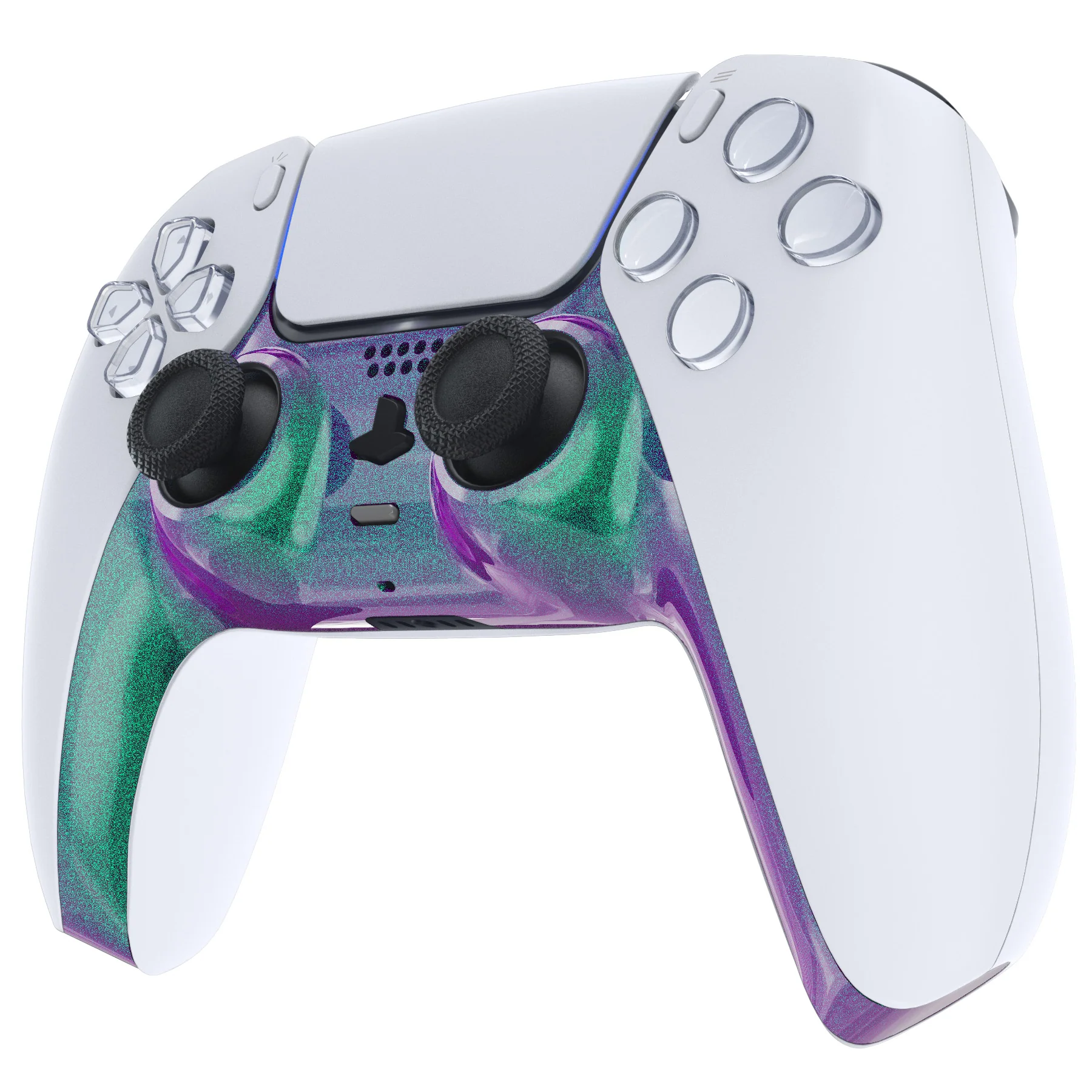 eXtremeRate Replacement Decorative Trim Shell with Accent Rings Compatible with PS5 Controller BDM-010/020/030/040/050 - Chameleon Green Purple - Image 4