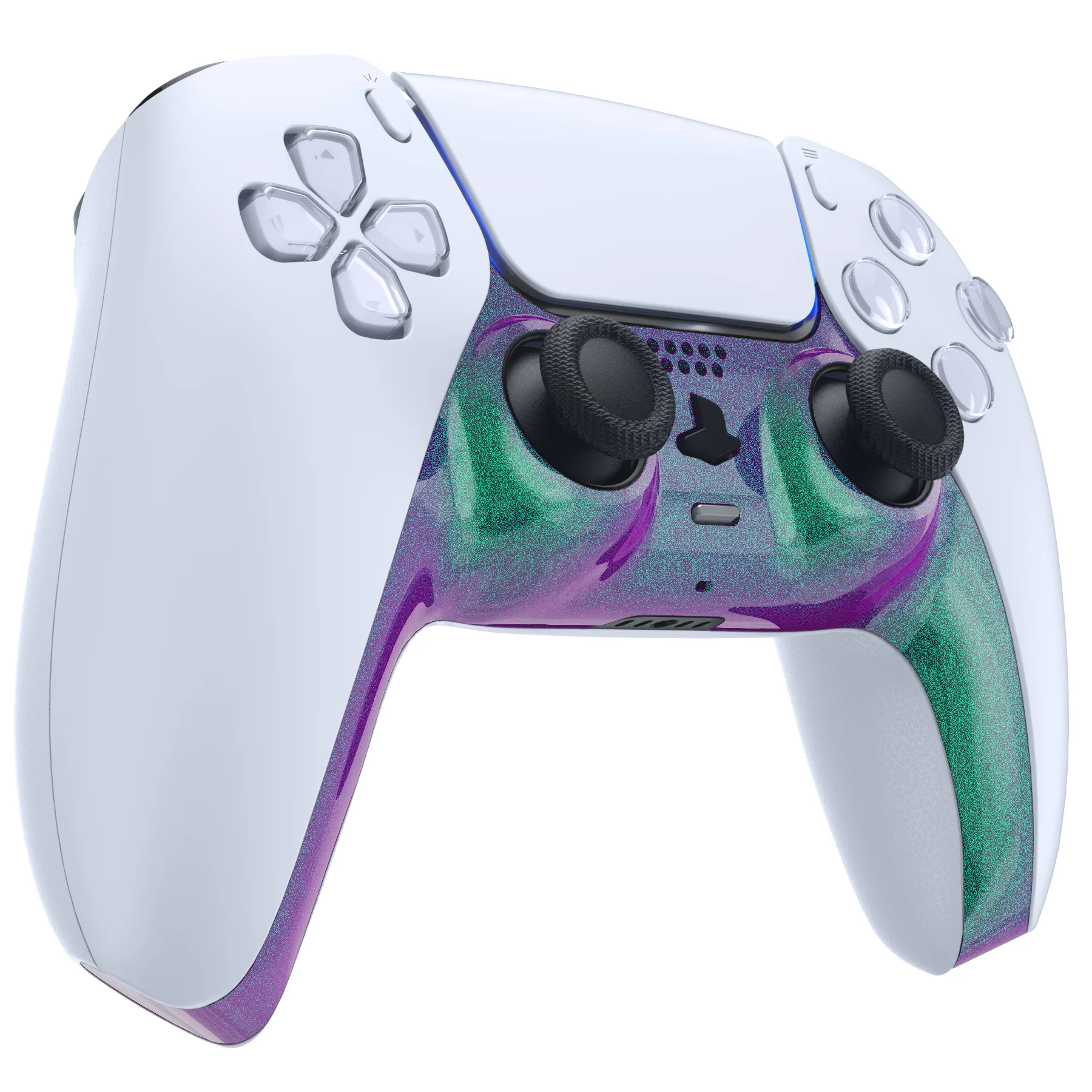 eXtremeRate Replacement Decorative Trim Shell with Accent Rings Compatible with PS5 Controller BDM-010/020/030/040/050 - Chameleon Green Purple - Image 5